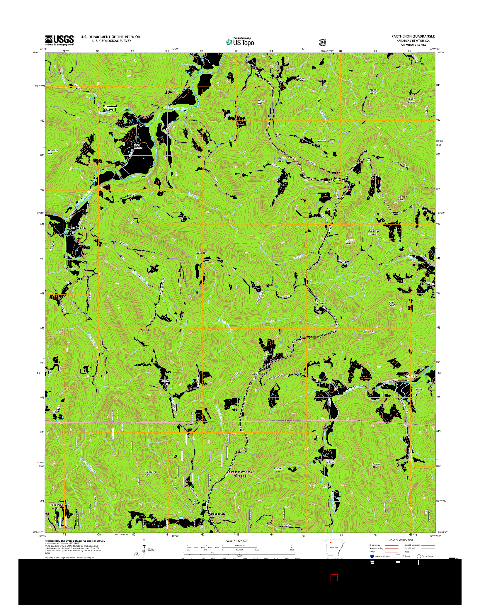 USGS US TOPO 7.5-MINUTE MAP FOR PARTHENON, AR 2017