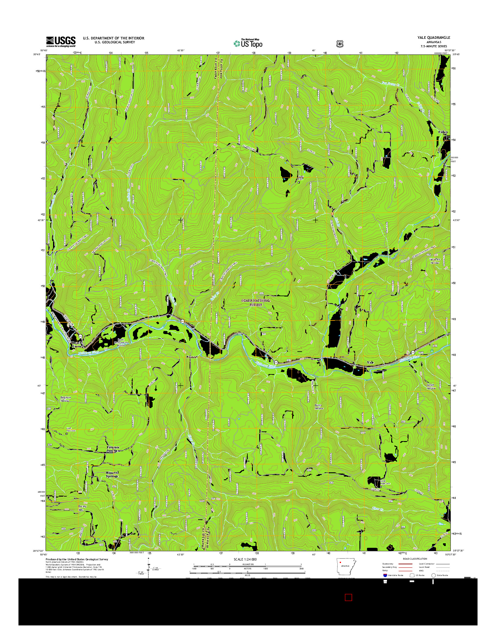 USGS US TOPO 7.5-MINUTE MAP FOR YALE, AR 2017