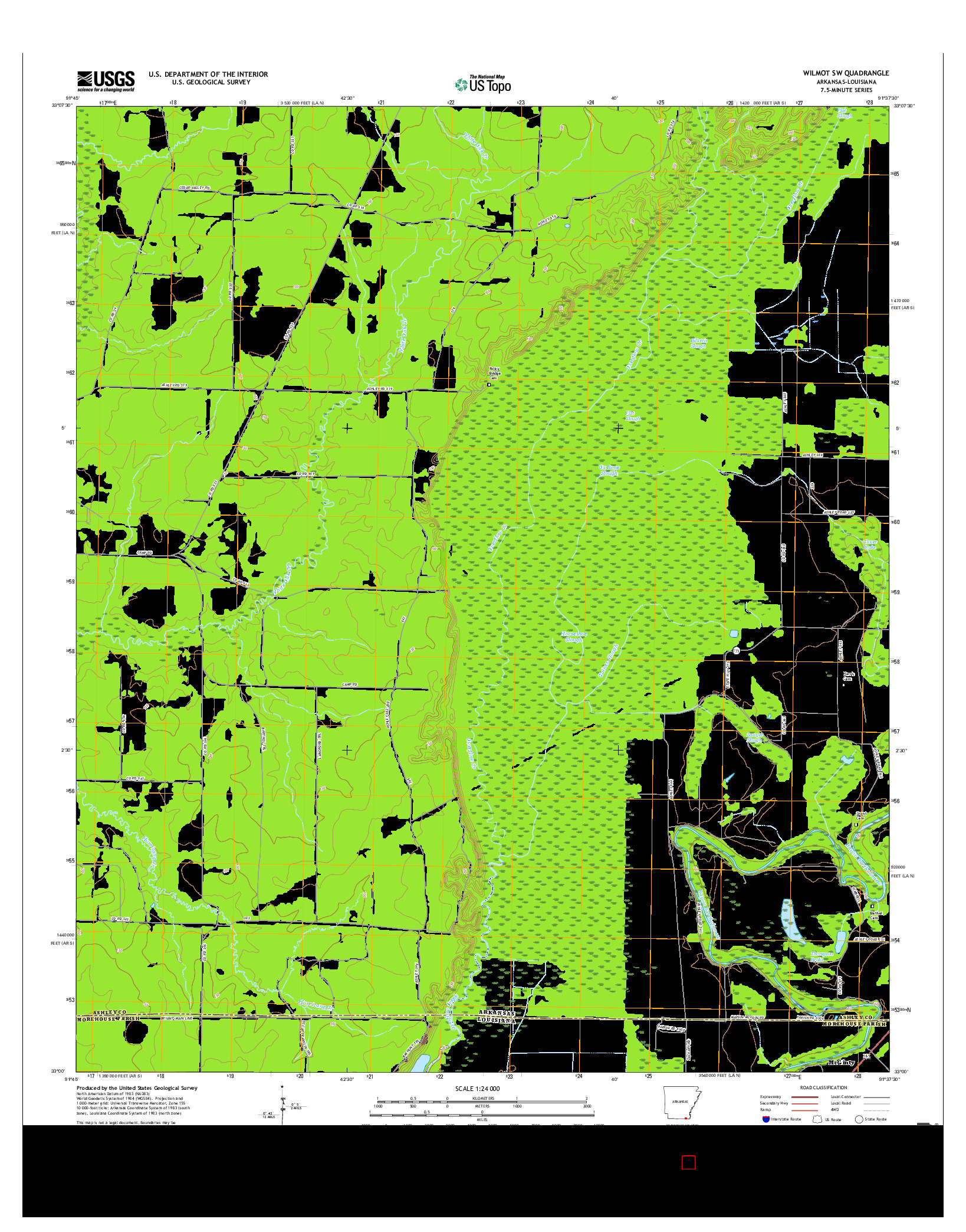 USGS US TOPO 7.5-MINUTE MAP FOR WILMOT SW, AR-LA 2017