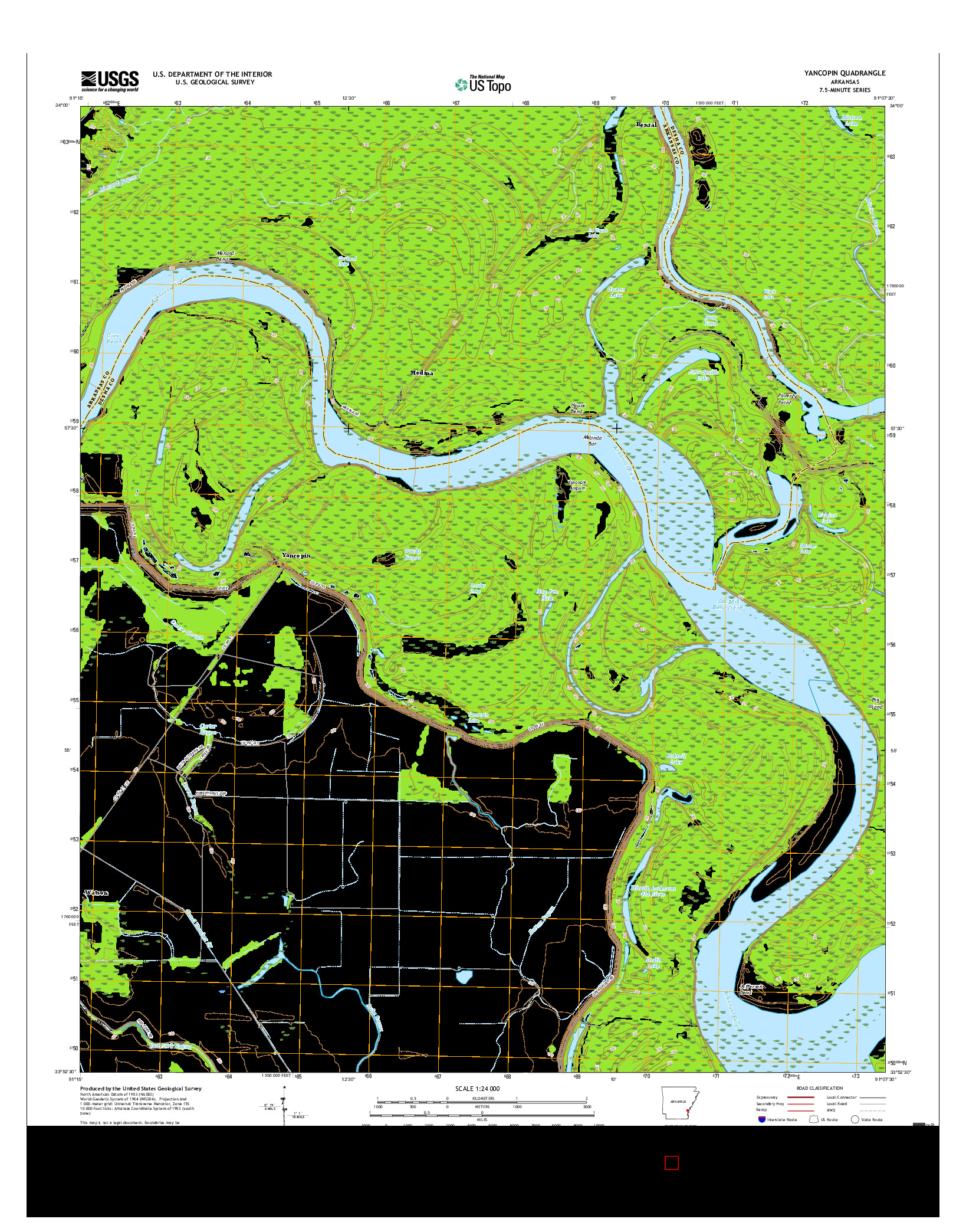 USGS US TOPO 7.5-MINUTE MAP FOR YANCOPIN, AR 2017