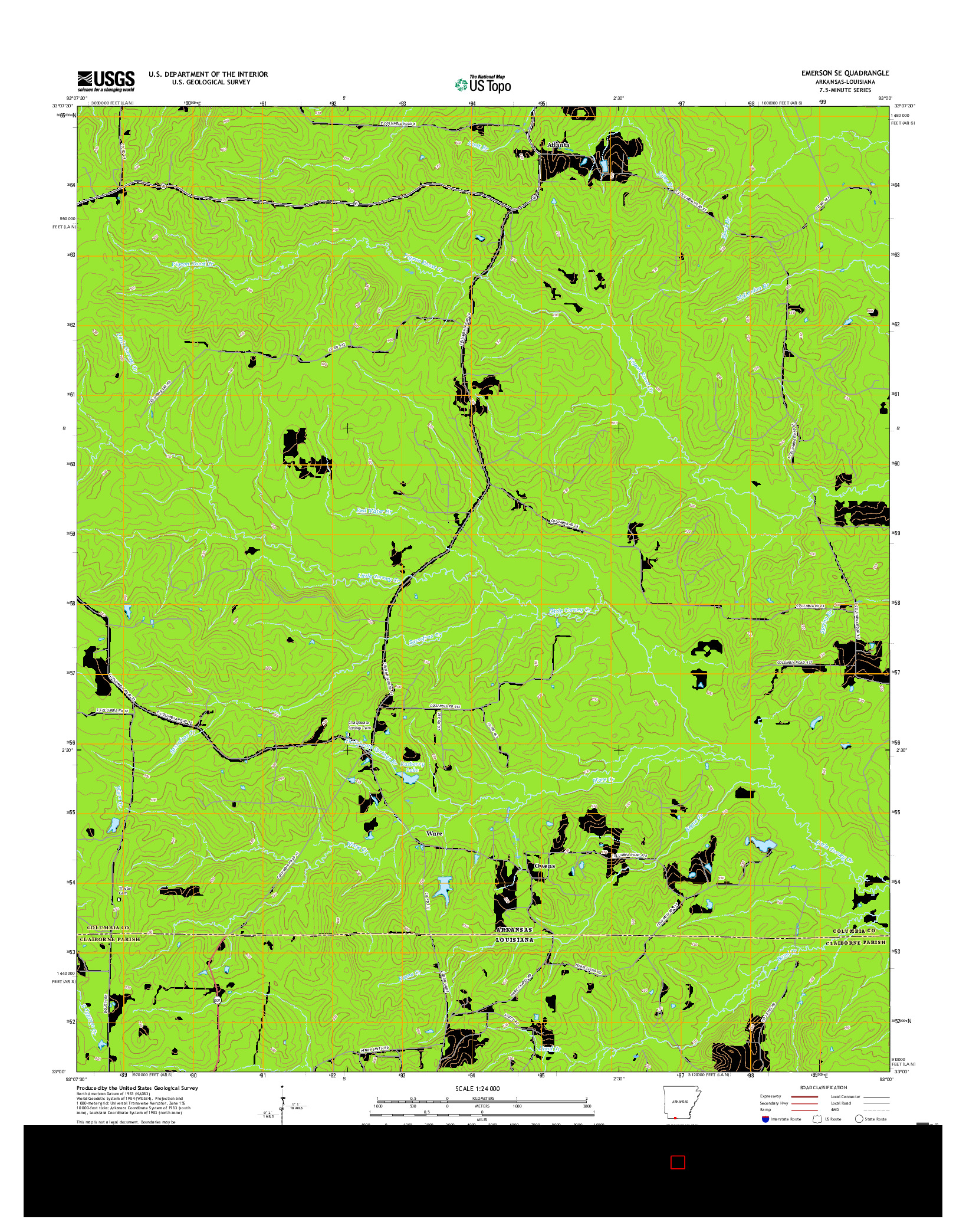 USGS US TOPO 7.5-MINUTE MAP FOR EMERSON SE, AR-LA 2017