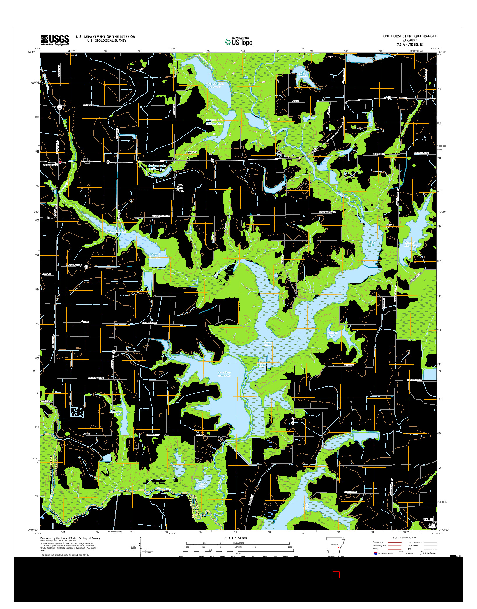 USGS US TOPO 7.5-MINUTE MAP FOR ONE HORSE STORE, AR 2017