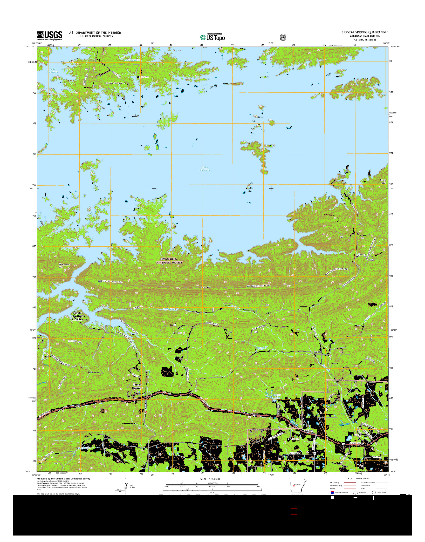 USGS US TOPO 7.5-MINUTE MAP FOR CRYSTAL SPRINGS, AR 2017