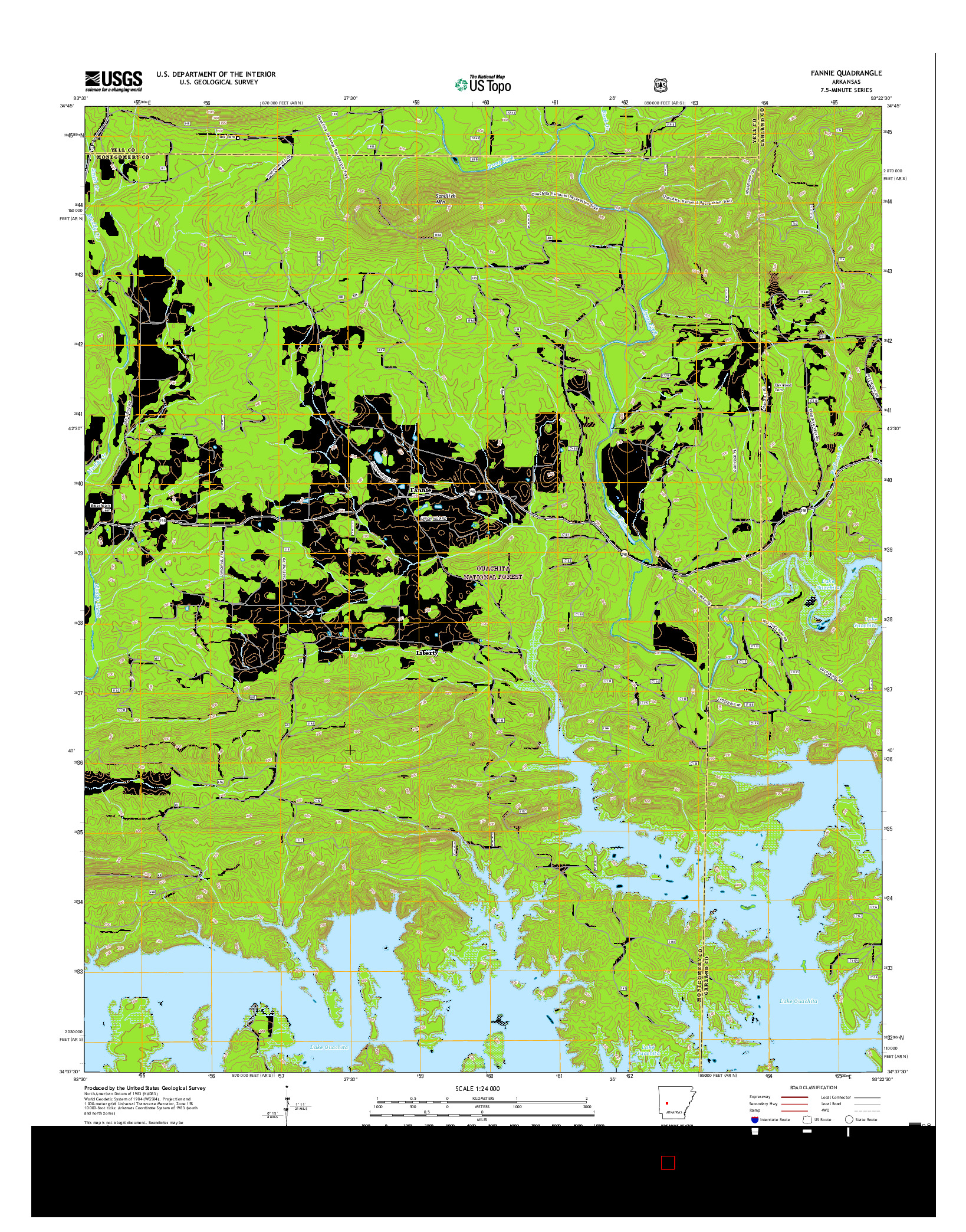 USGS US TOPO 7.5-MINUTE MAP FOR FANNIE, AR 2017