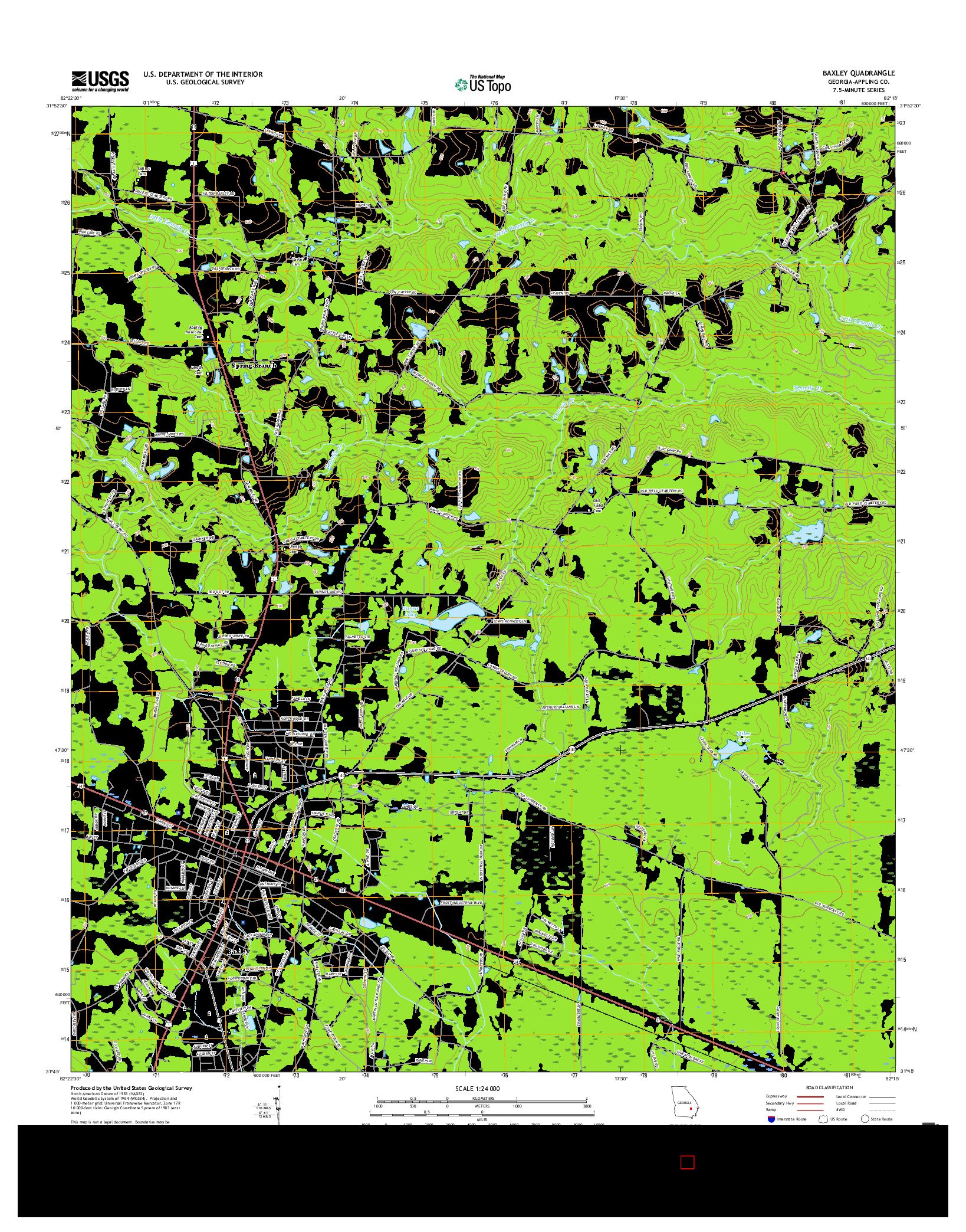 USGS US TOPO 7.5-MINUTE MAP FOR BAXLEY, GA 2017