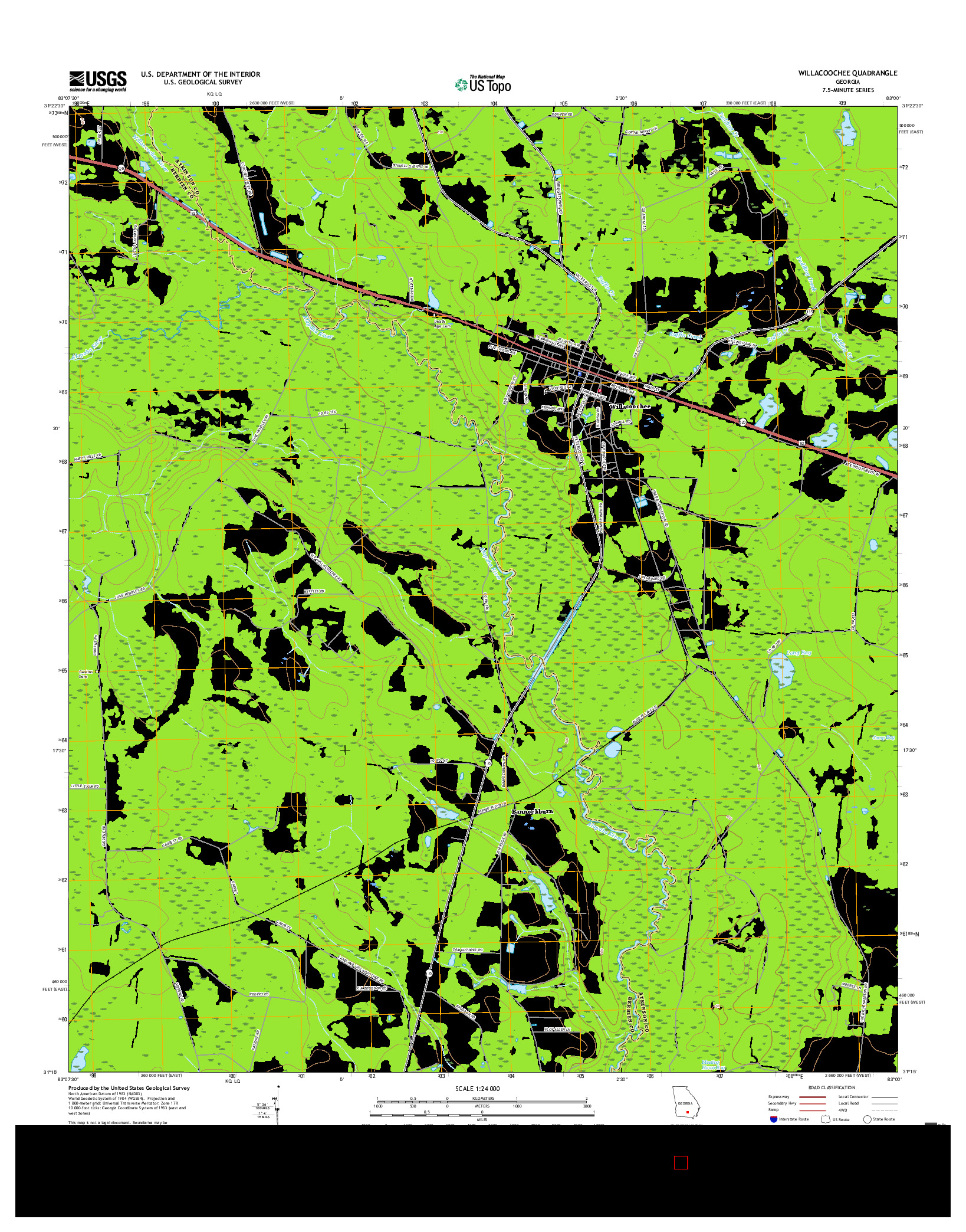 USGS US TOPO 7.5-MINUTE MAP FOR WILLACOOCHEE, GA 2017