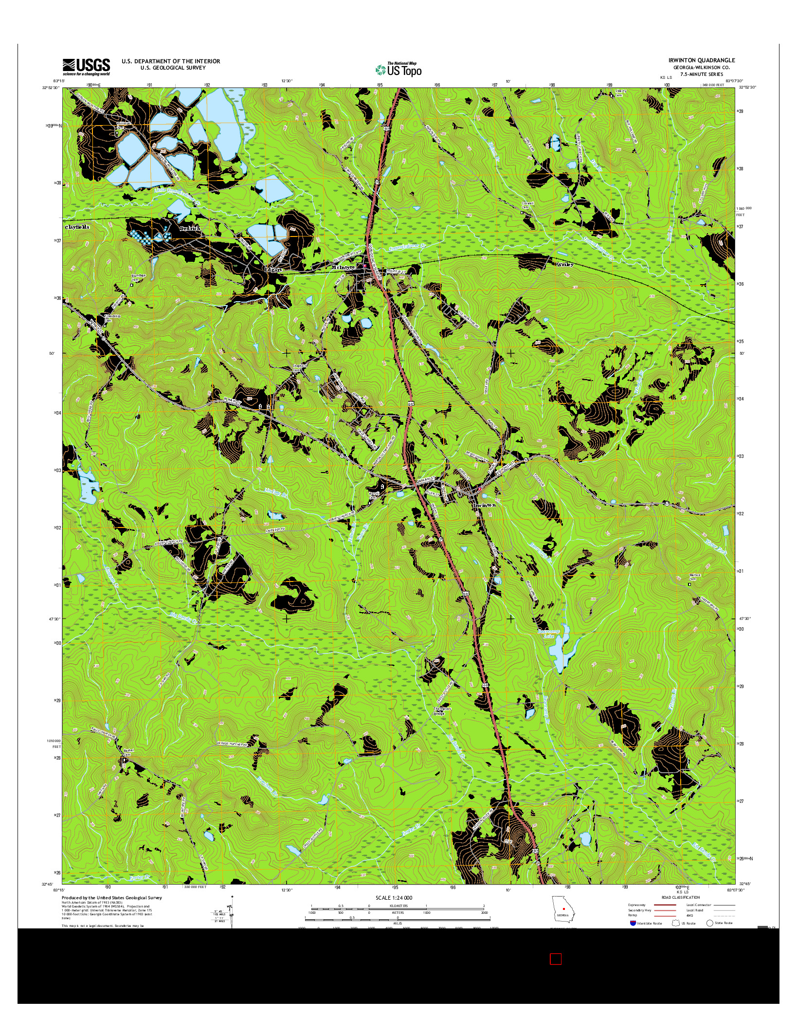 USGS US TOPO 7.5-MINUTE MAP FOR IRWINTON, GA 2017