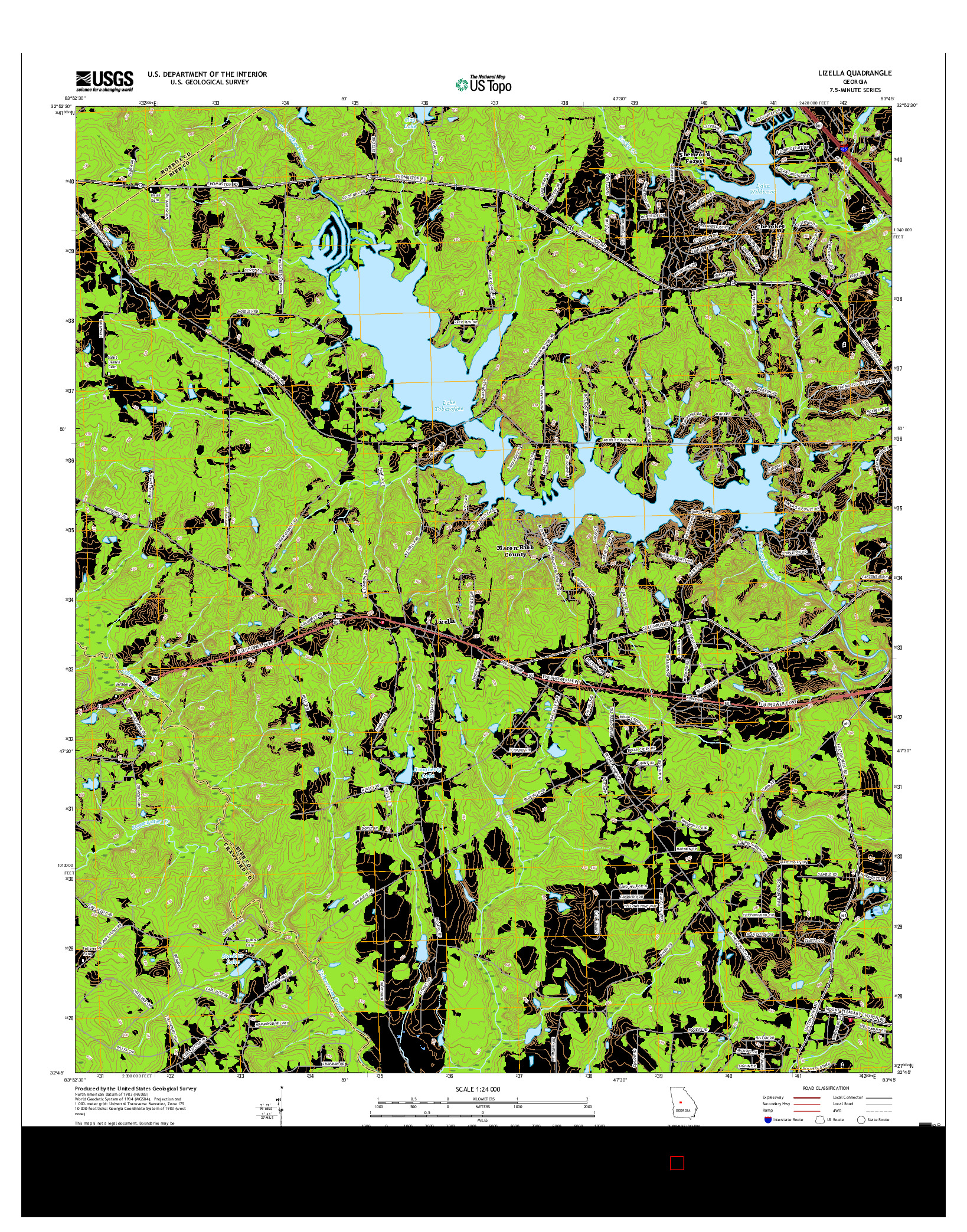 USGS US TOPO 7.5-MINUTE MAP FOR LIZELLA, GA 2017