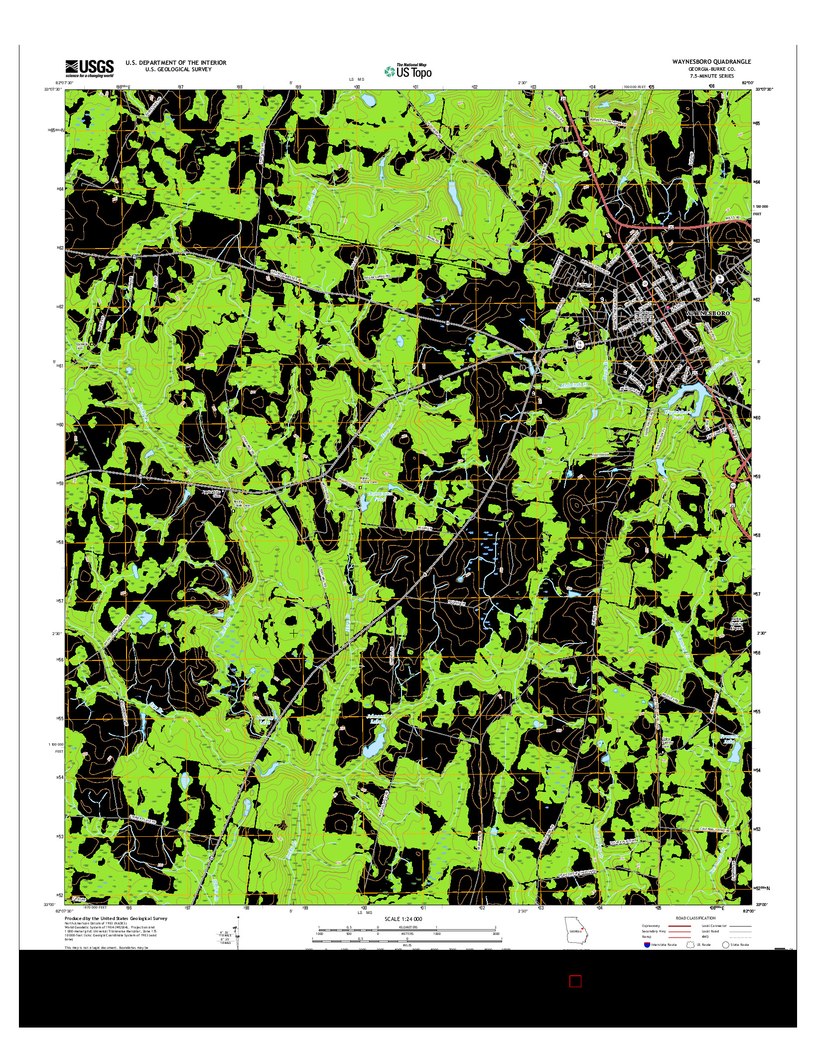 USGS US TOPO 7.5-MINUTE MAP FOR WAYNESBORO, GA 2017