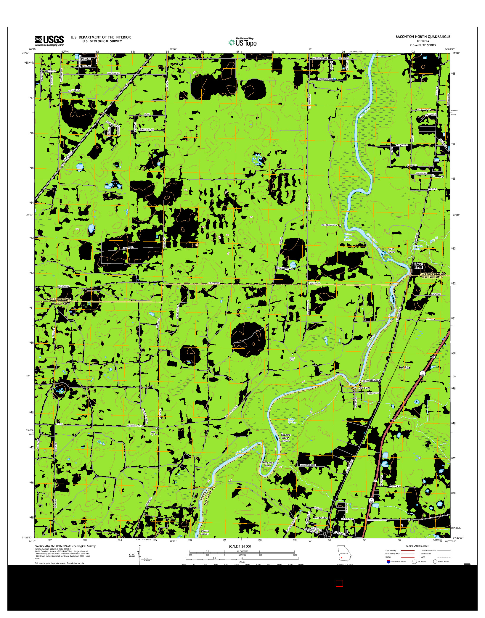 USGS US TOPO 7.5-MINUTE MAP FOR BACONTON NORTH, GA 2017