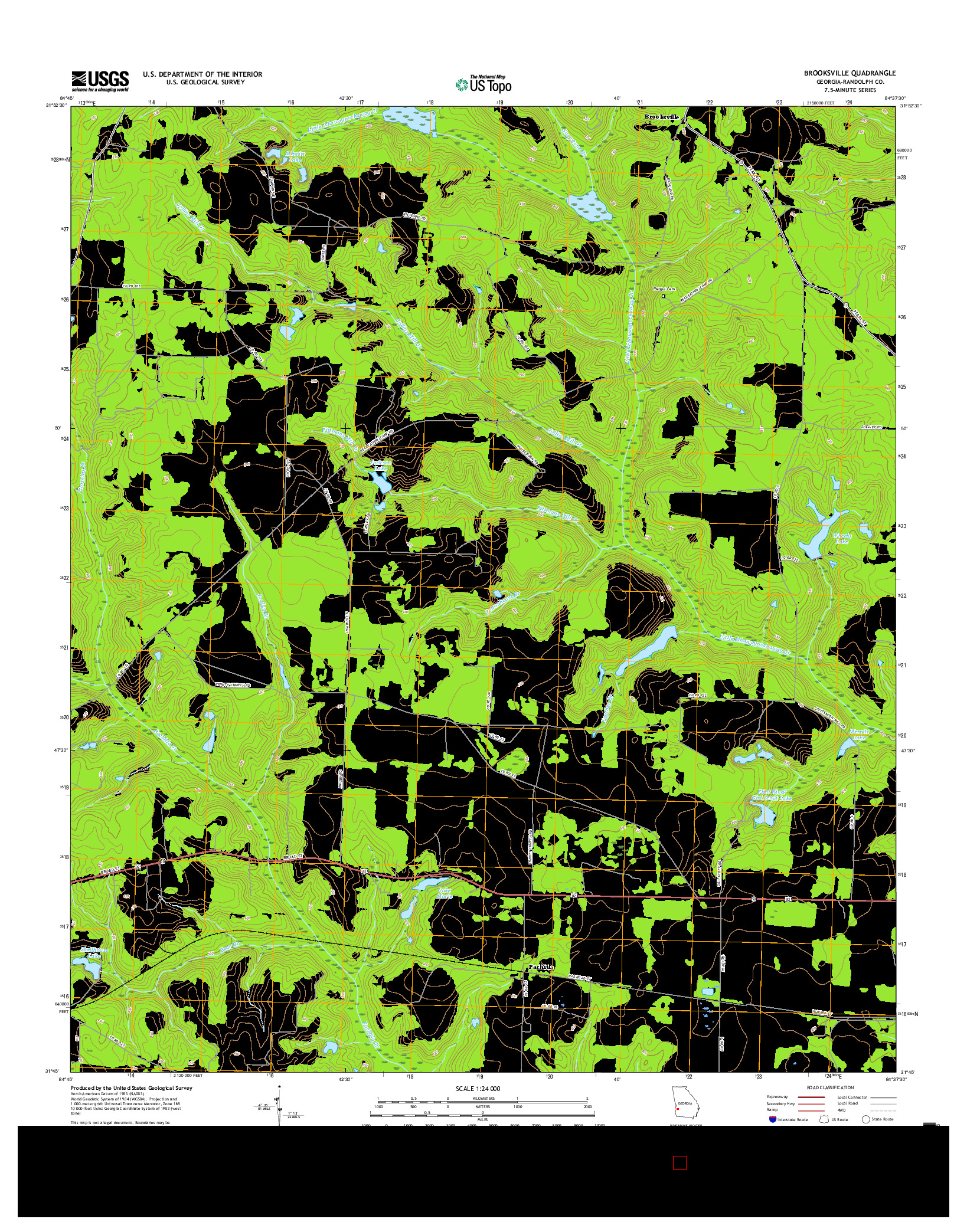 USGS US TOPO 7.5-MINUTE MAP FOR BROOKSVILLE, GA 2017