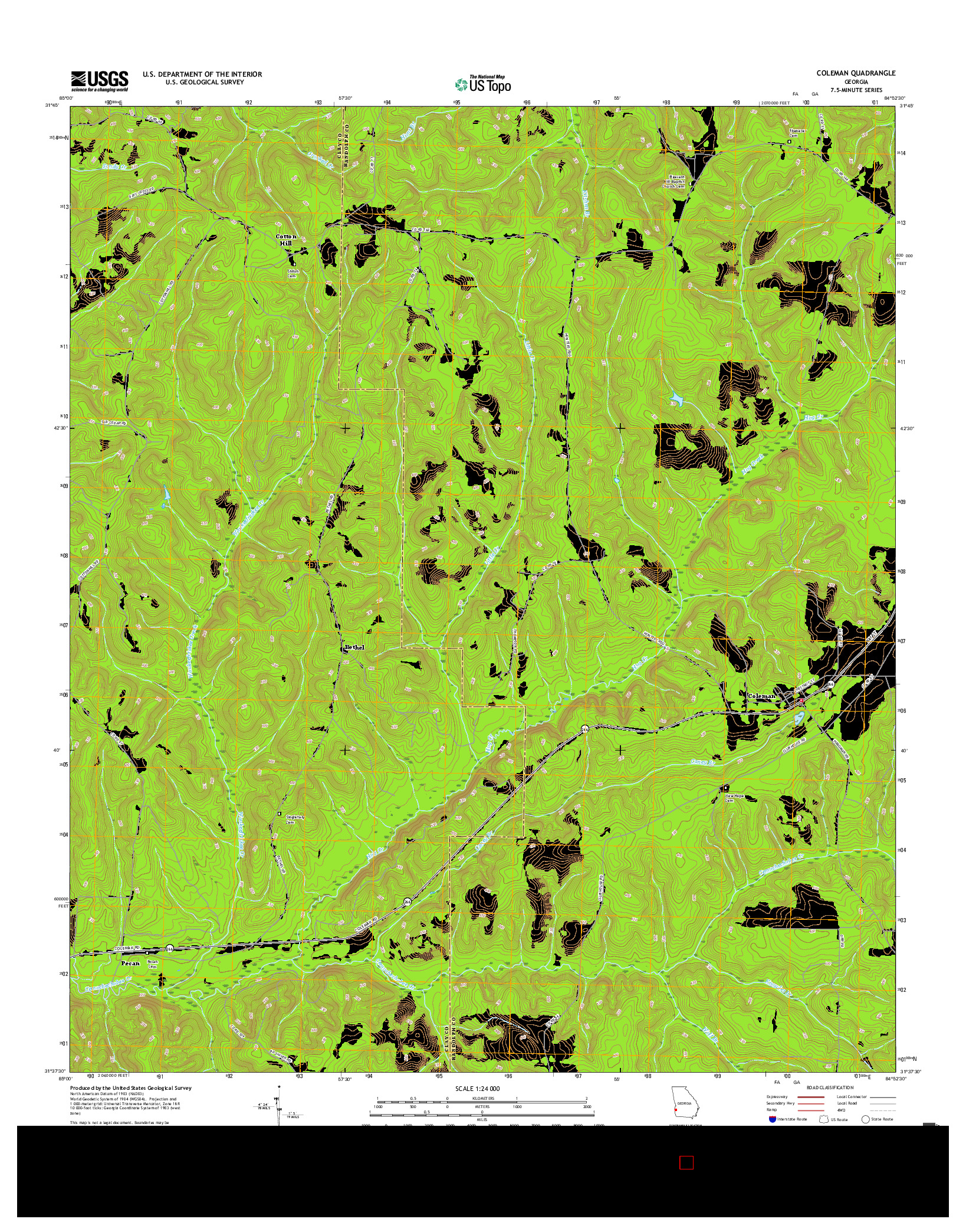 USGS US TOPO 7.5-MINUTE MAP FOR COLEMAN, GA 2017