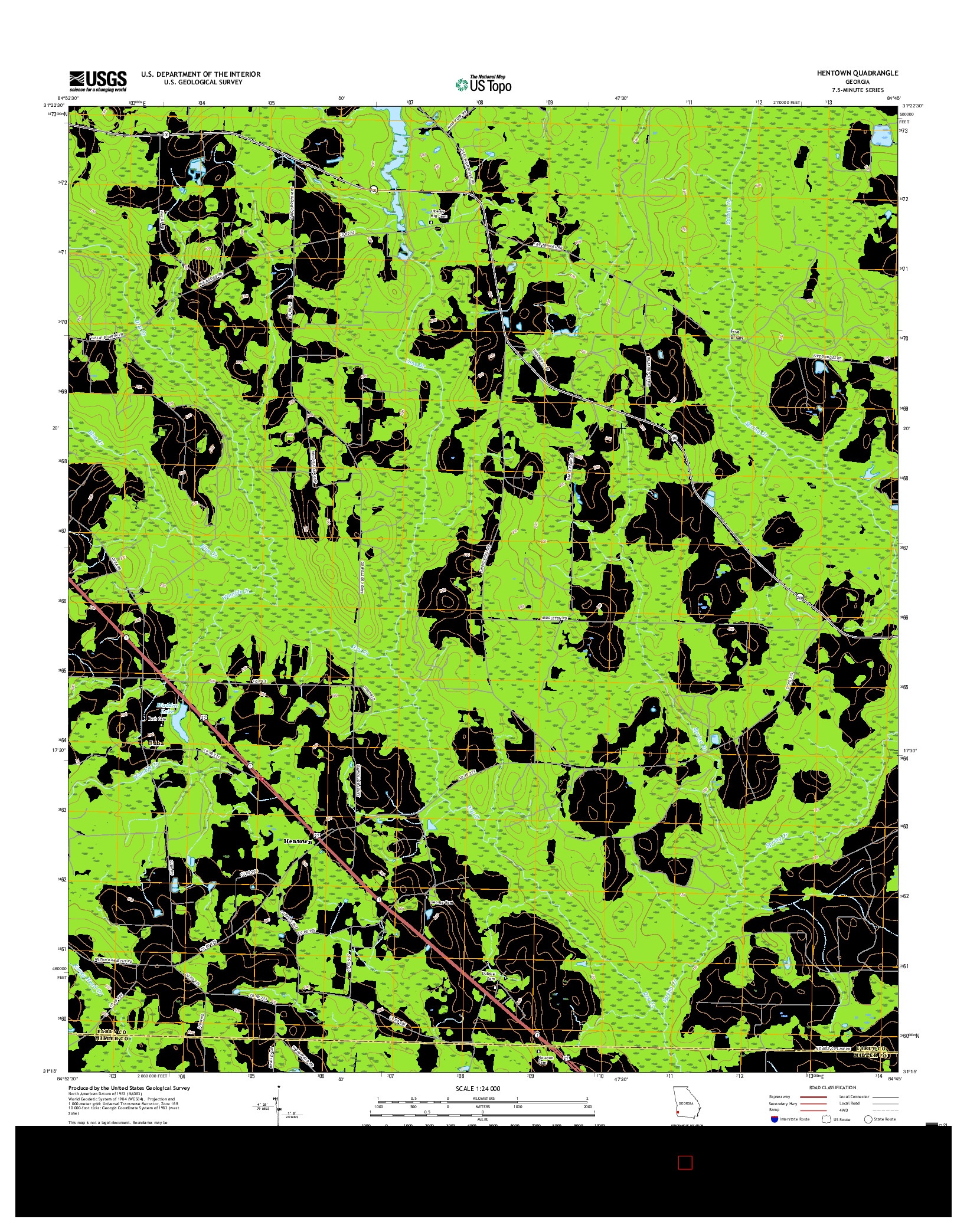 USGS US TOPO 7.5-MINUTE MAP FOR HENTOWN, GA 2017