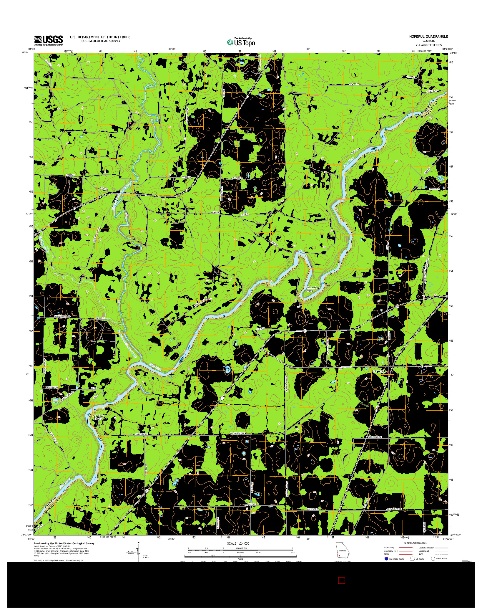 USGS US TOPO 7.5-MINUTE MAP FOR HOPEFUL, GA 2017