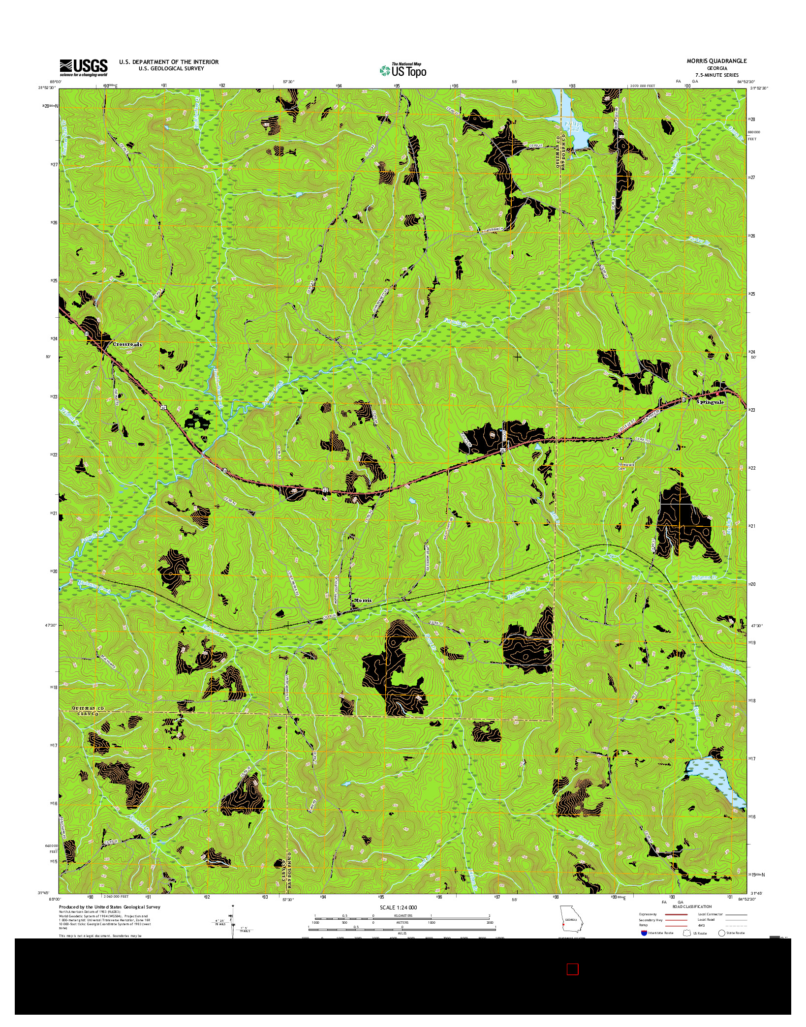 USGS US TOPO 7.5-MINUTE MAP FOR MORRIS, GA 2017