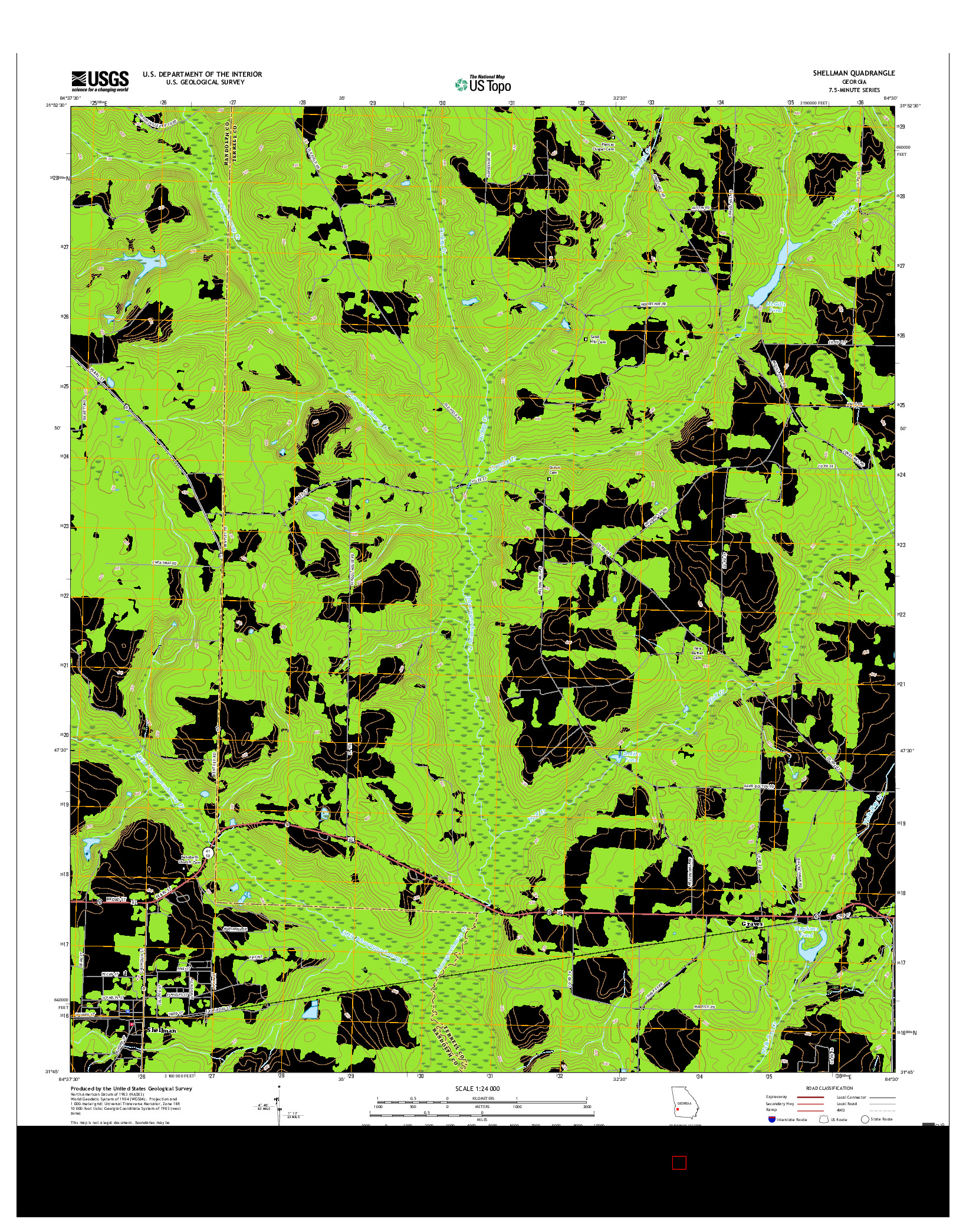 USGS US TOPO 7.5-MINUTE MAP FOR SHELLMAN, GA 2017