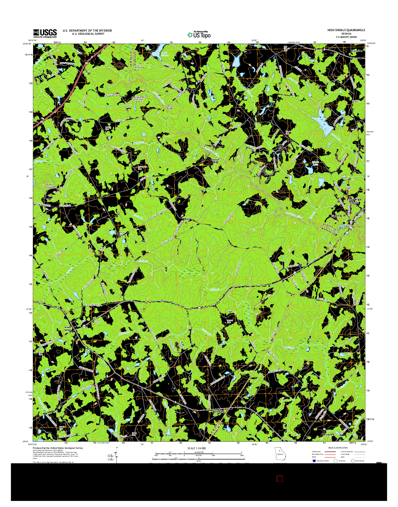 USGS US TOPO 7.5-MINUTE MAP FOR HIGH SHOALS, GA 2017