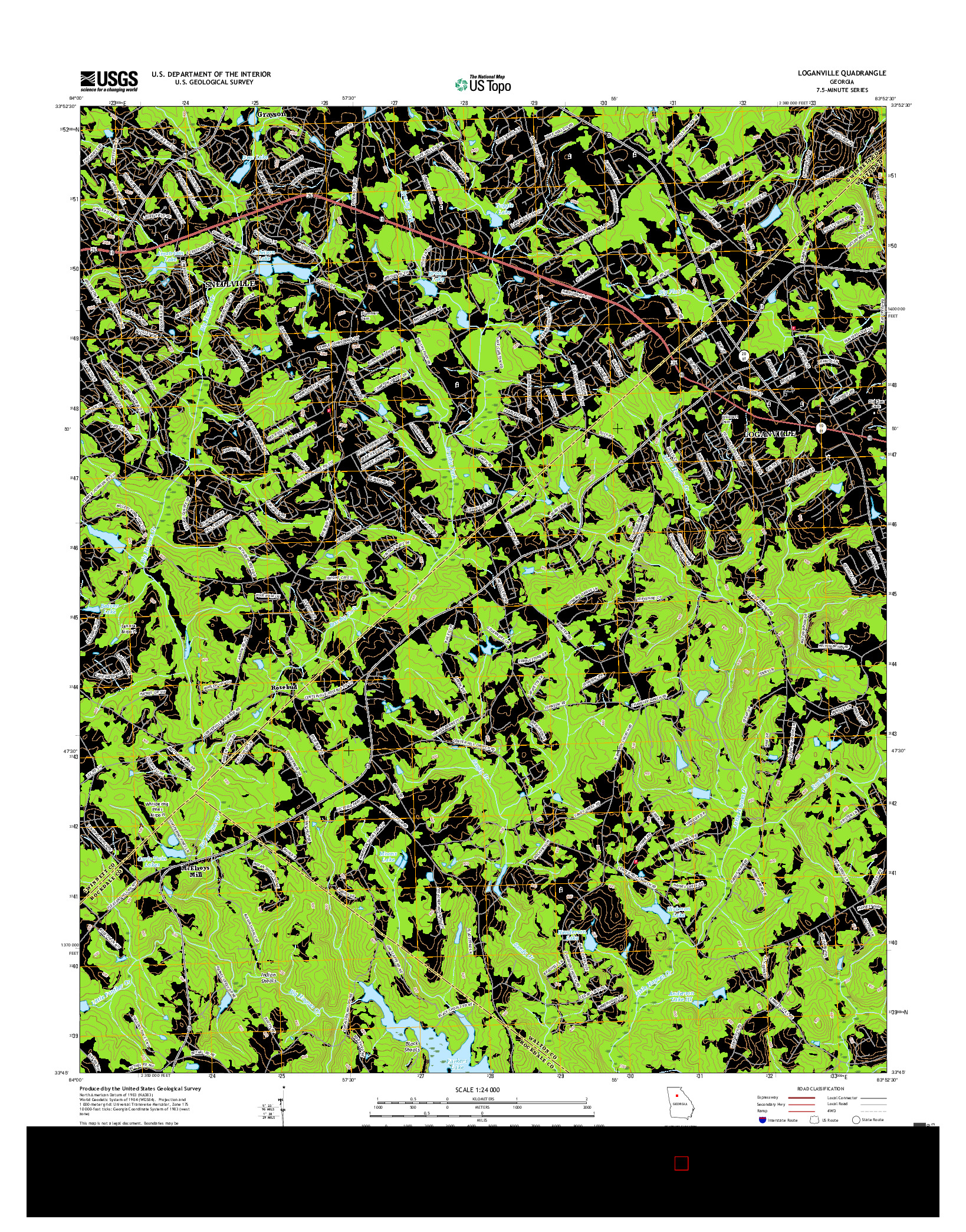 USGS US TOPO 7.5-MINUTE MAP FOR LOGANVILLE, GA 2017