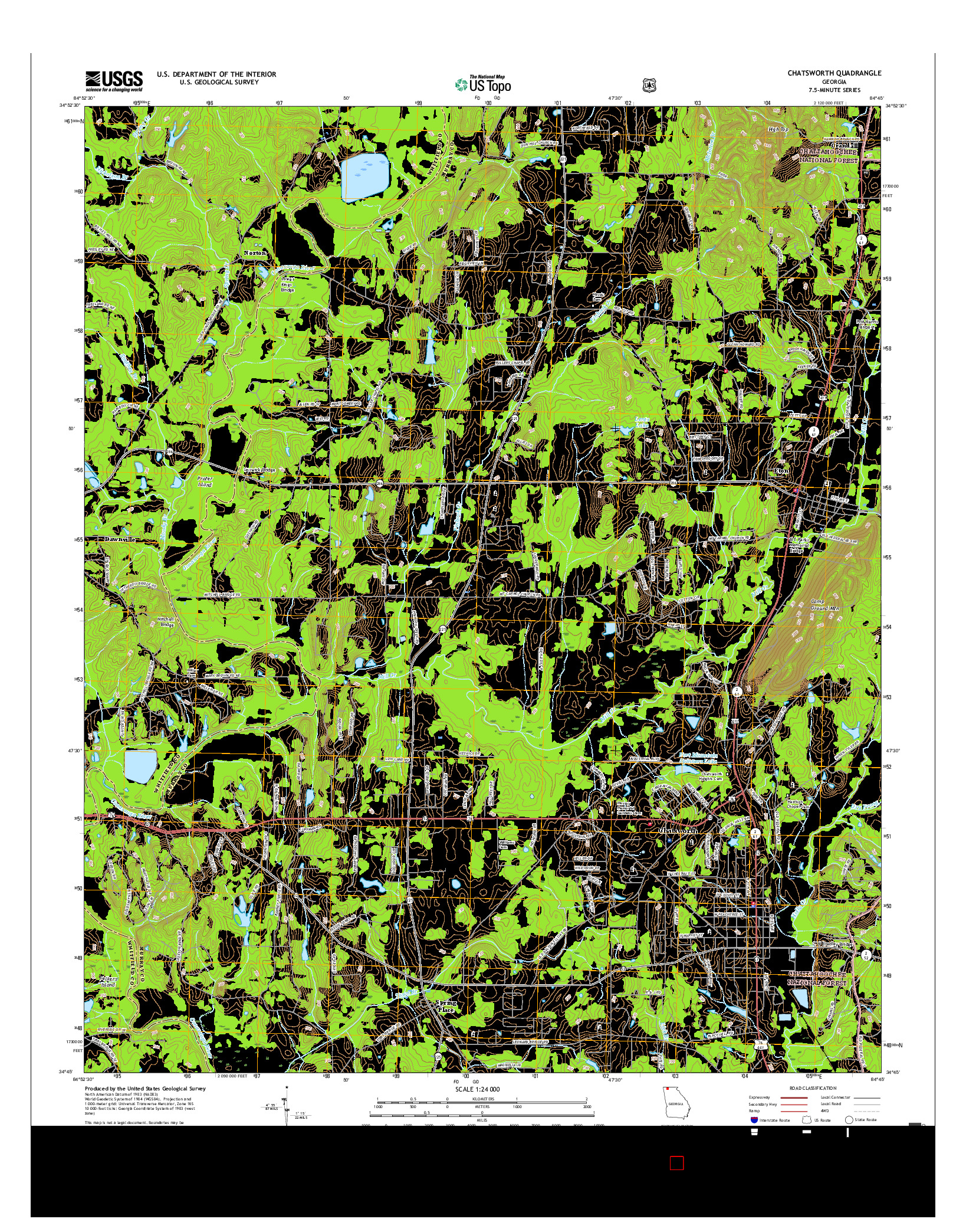 USGS US TOPO 7.5-MINUTE MAP FOR CHATSWORTH, GA 2017