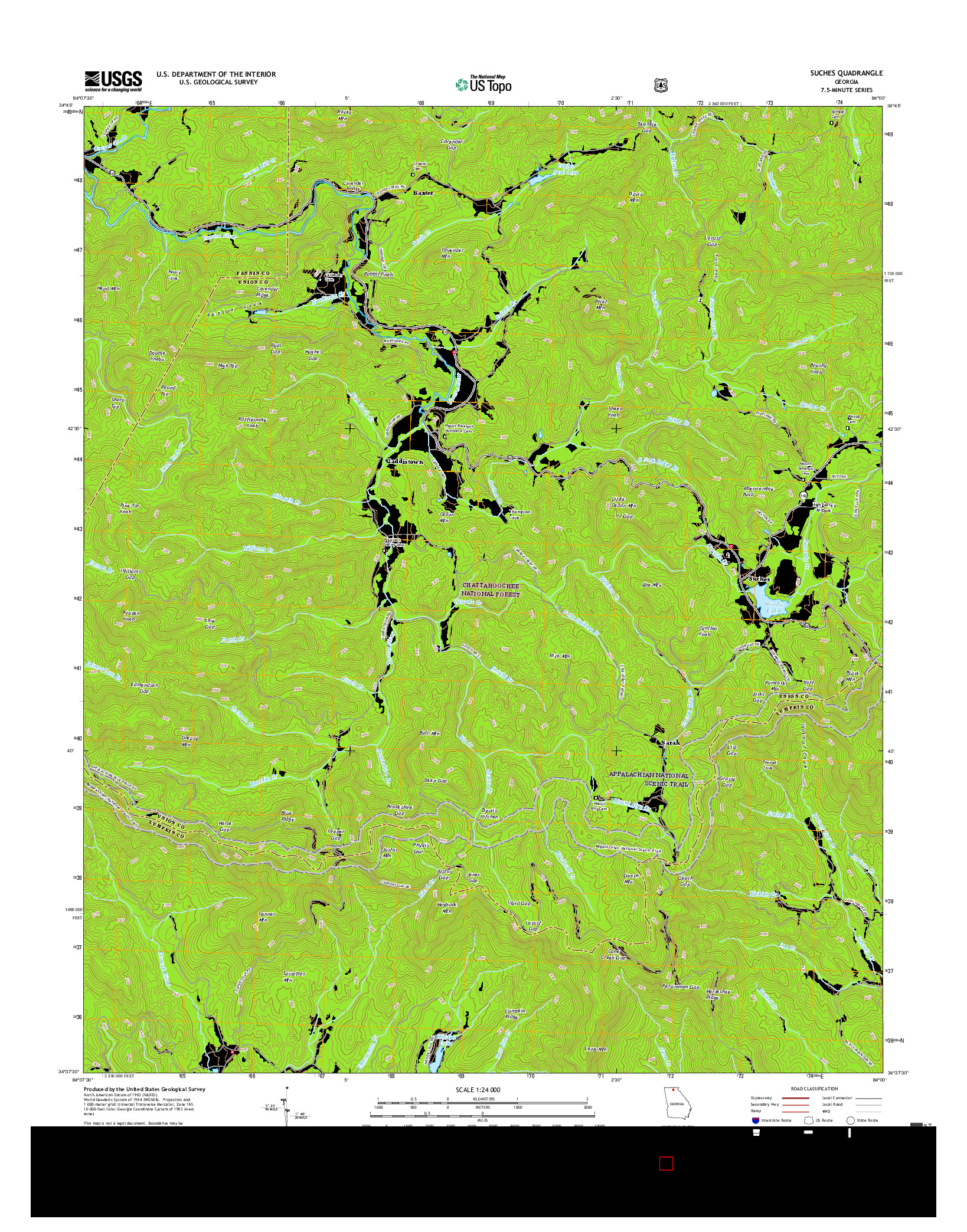 USGS US TOPO 7.5-MINUTE MAP FOR SUCHES, GA 2017