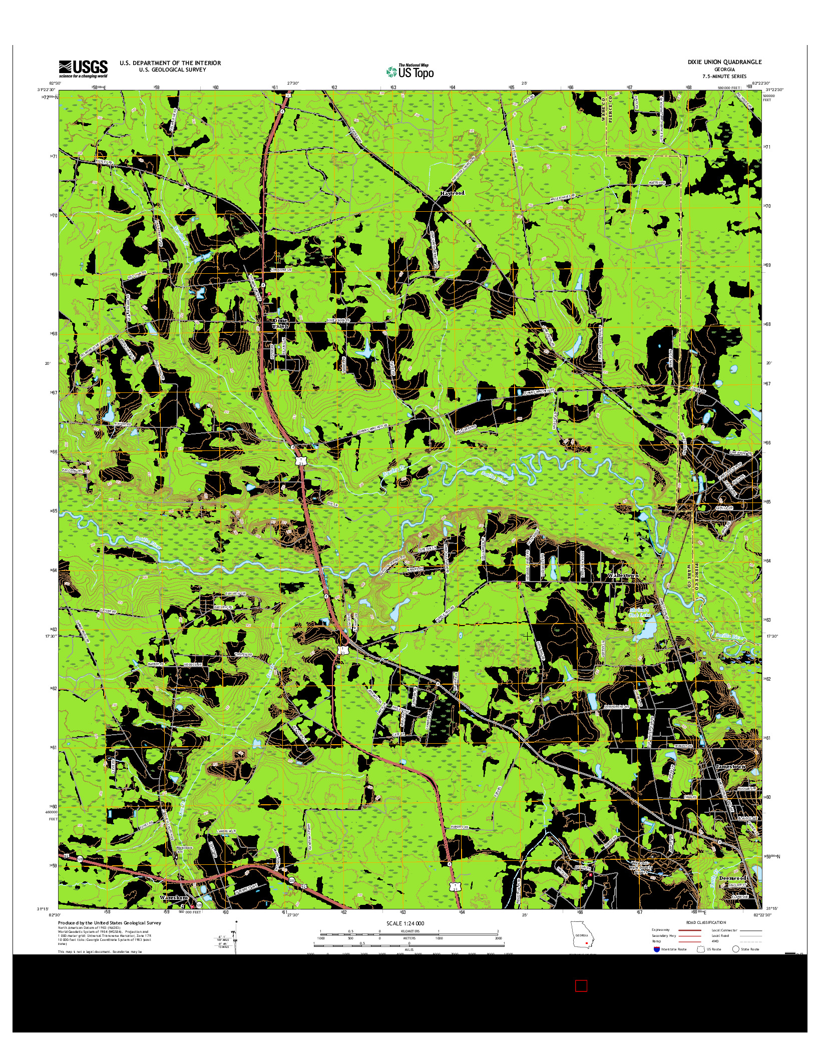 USGS US TOPO 7.5-MINUTE MAP FOR DIXIE UNION, GA 2017