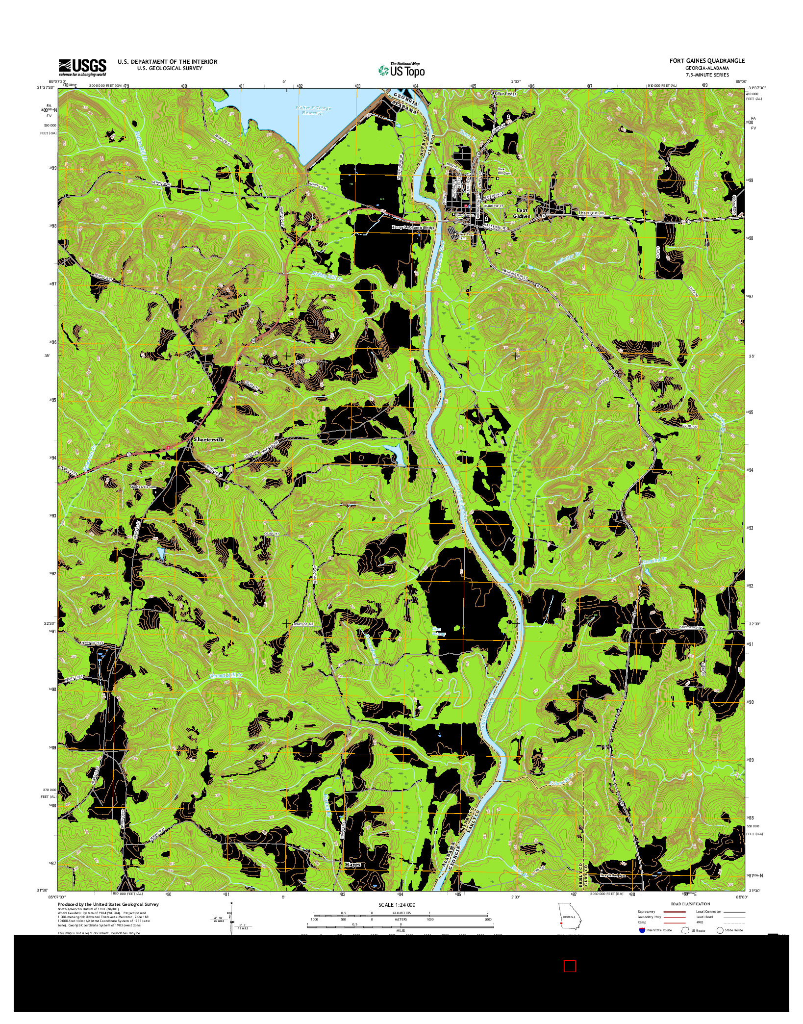 USGS US TOPO 7.5-MINUTE MAP FOR FORT GAINES, GA-AL 2017