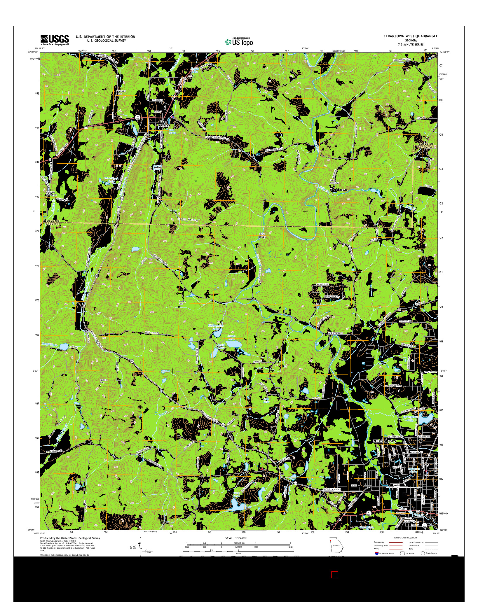 USGS US TOPO 7.5-MINUTE MAP FOR CEDARTOWN WEST, GA 2017