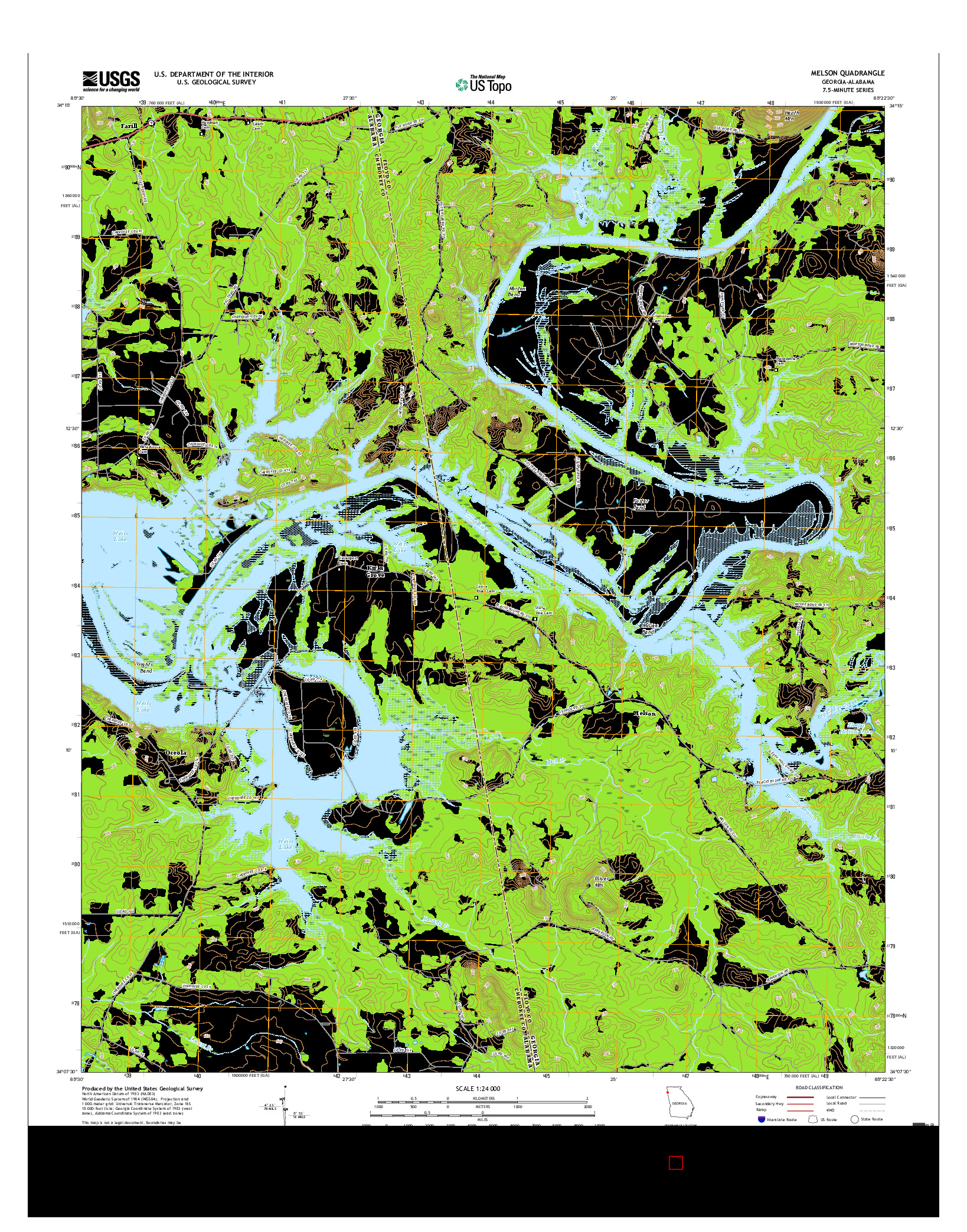 USGS US TOPO 7.5-MINUTE MAP FOR MELSON, GA-AL 2017