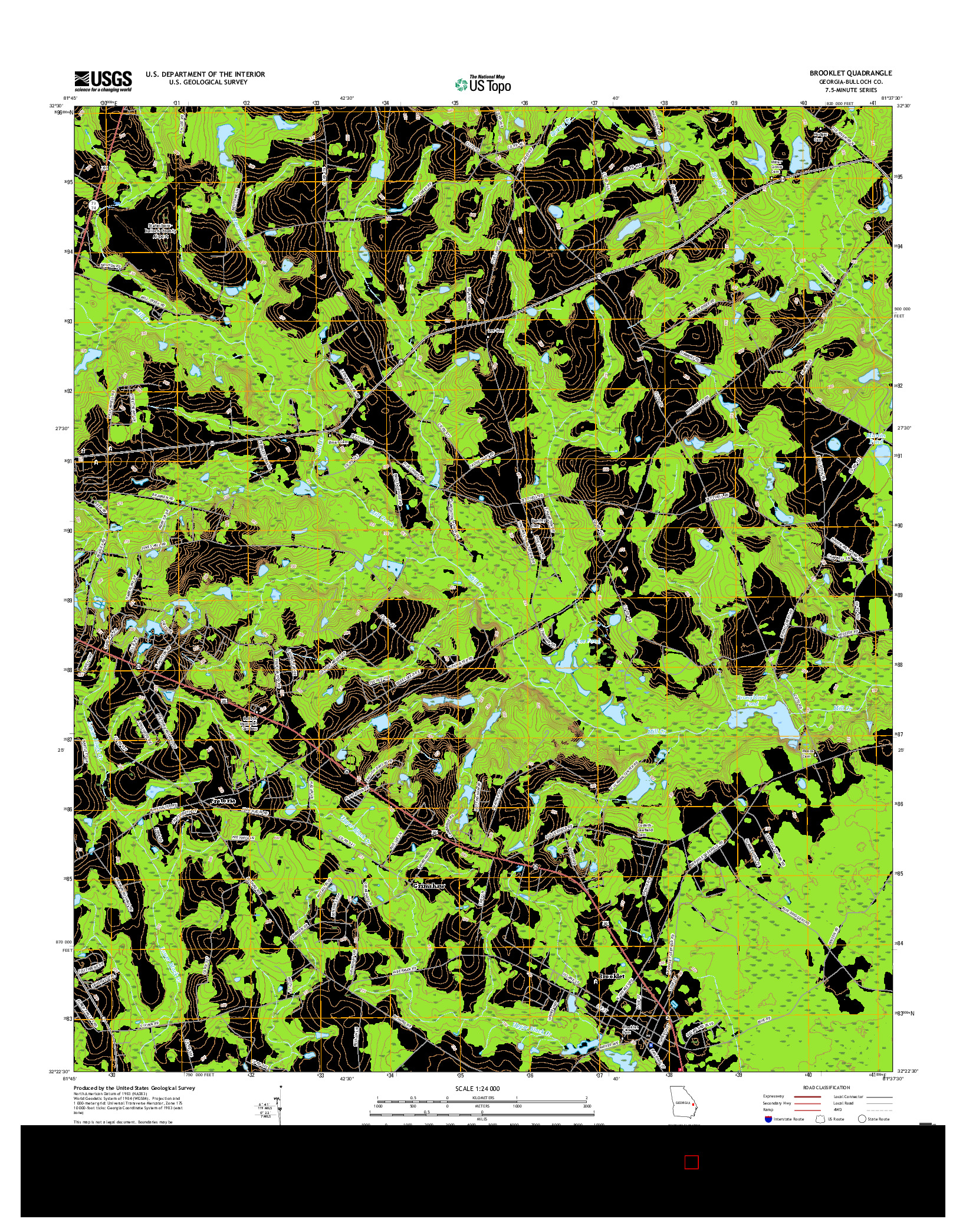 USGS US TOPO 7.5-MINUTE MAP FOR BROOKLET, GA 2017