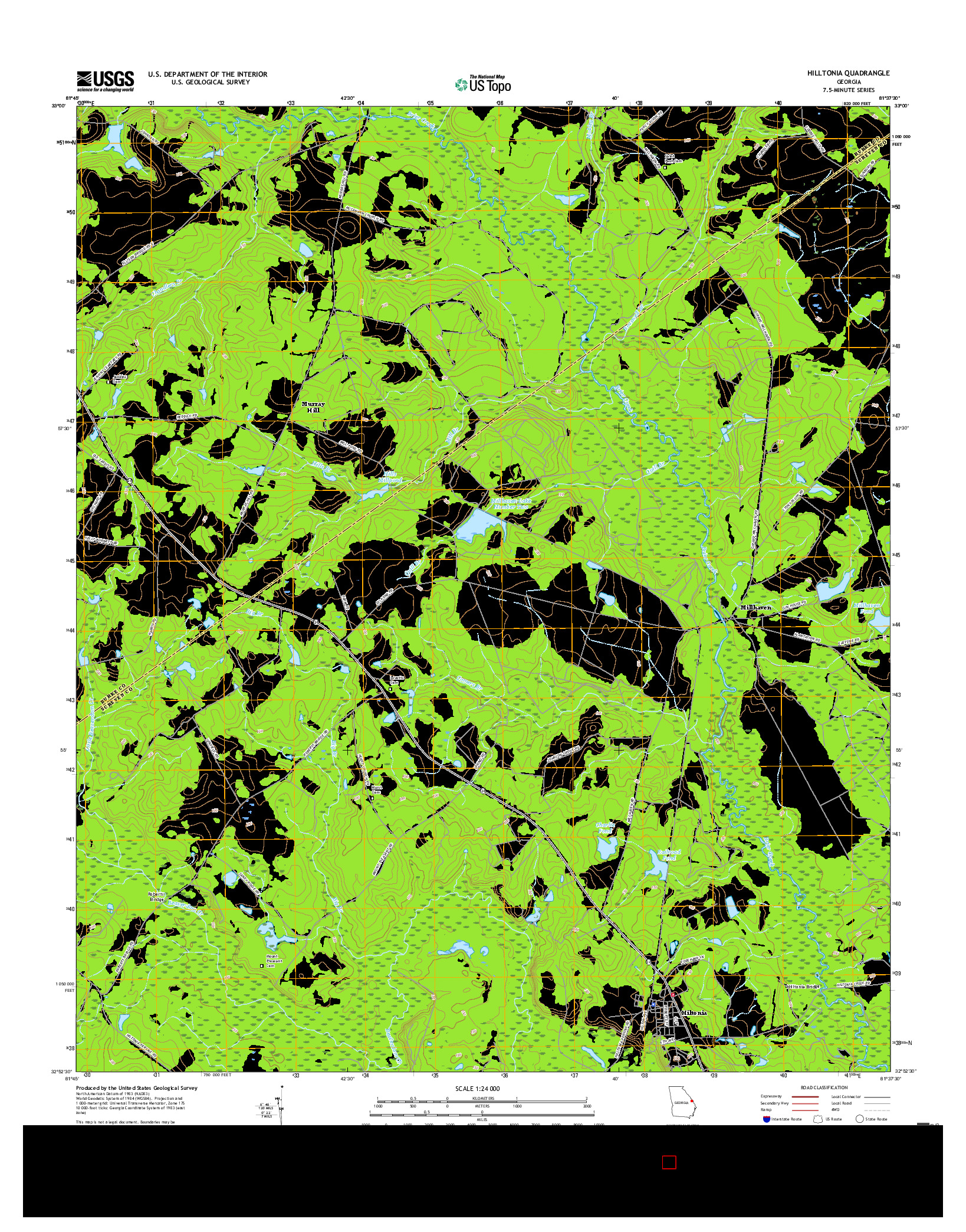 USGS US TOPO 7.5-MINUTE MAP FOR HILLTONIA, GA 2017