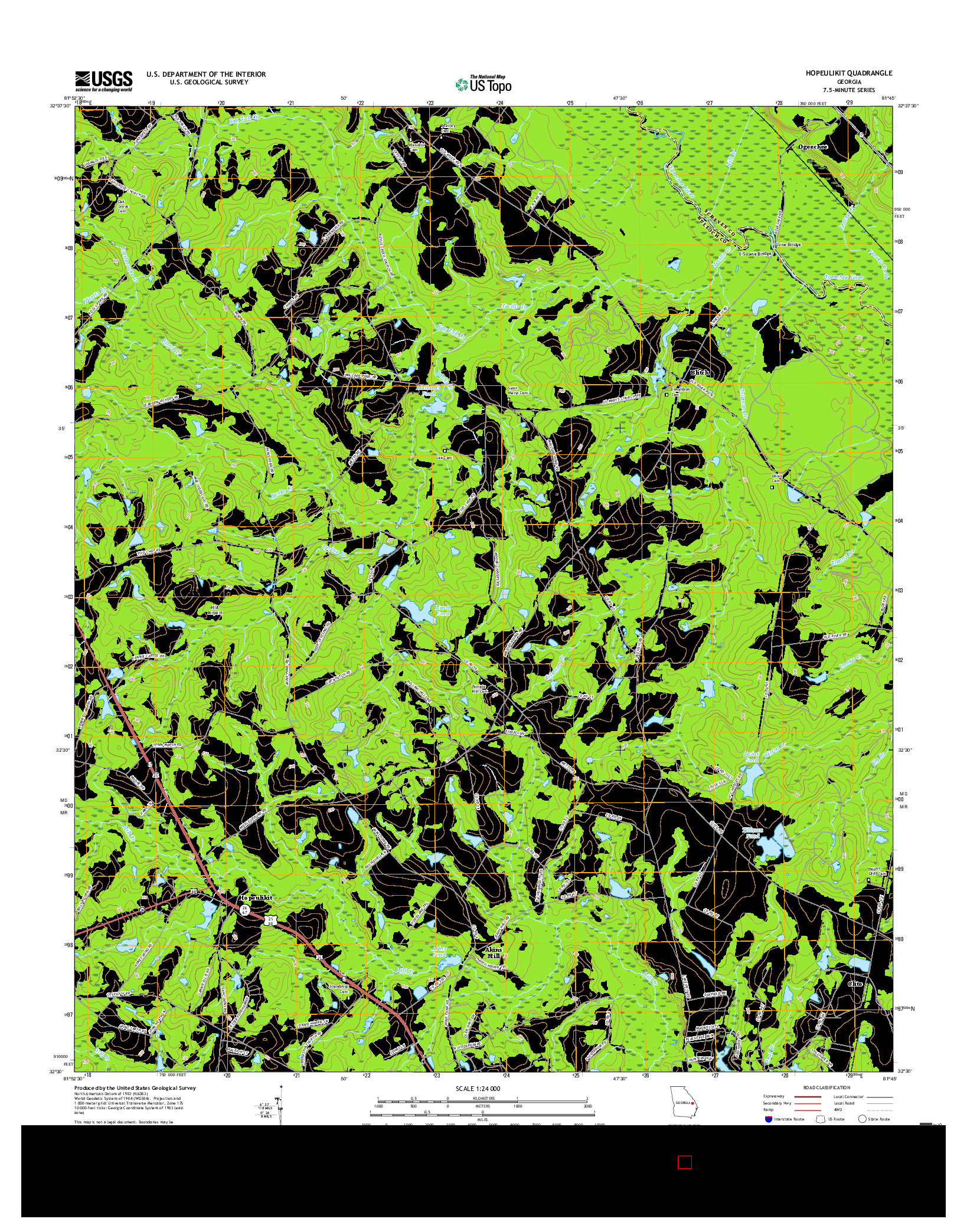 USGS US TOPO 7.5-MINUTE MAP FOR HOPEULIKIT, GA 2017