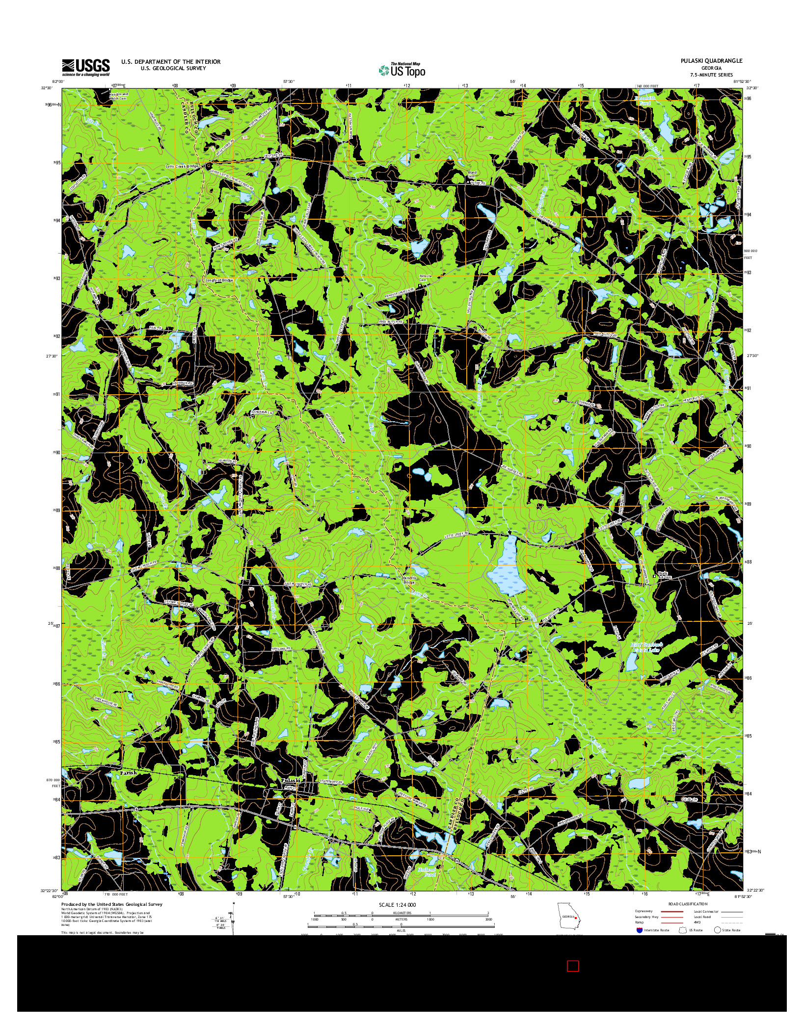 USGS US TOPO 7.5-MINUTE MAP FOR PULASKI, GA 2017