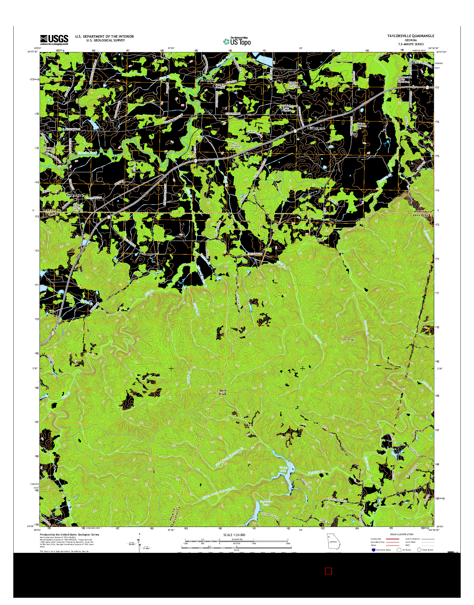 USGS US TOPO 7.5-MINUTE MAP FOR TAYLORSVILLE, GA 2017