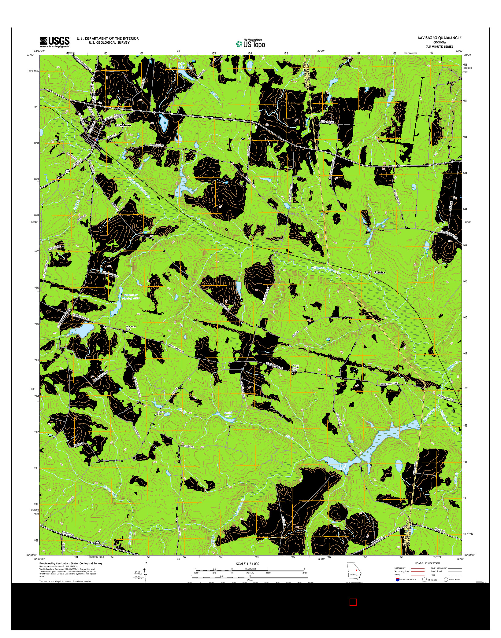 USGS US TOPO 7.5-MINUTE MAP FOR DAVISBORO, GA 2017