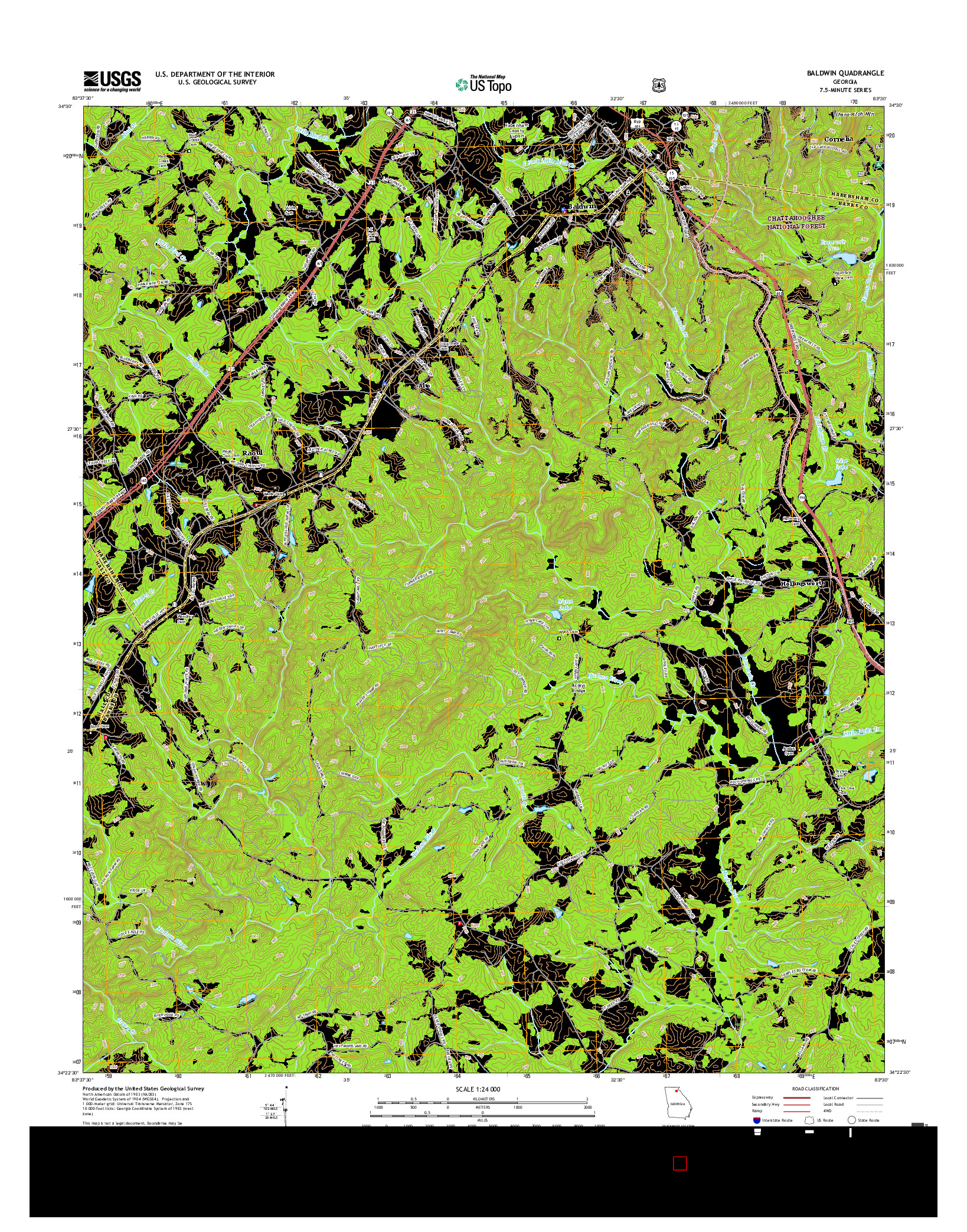 USGS US TOPO 7.5-MINUTE MAP FOR BALDWIN, GA 2017