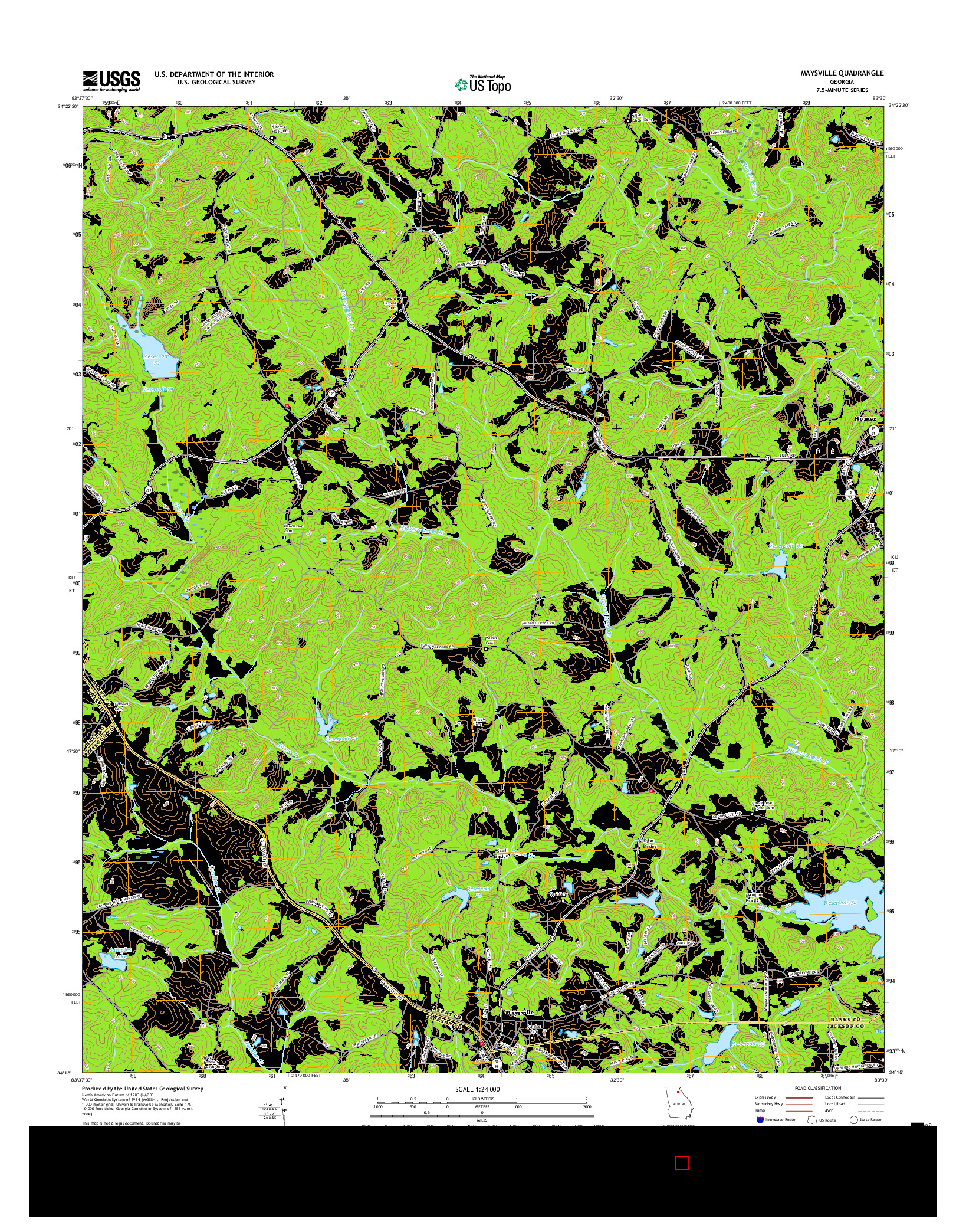 USGS US TOPO 7.5-MINUTE MAP FOR MAYSVILLE, GA 2017