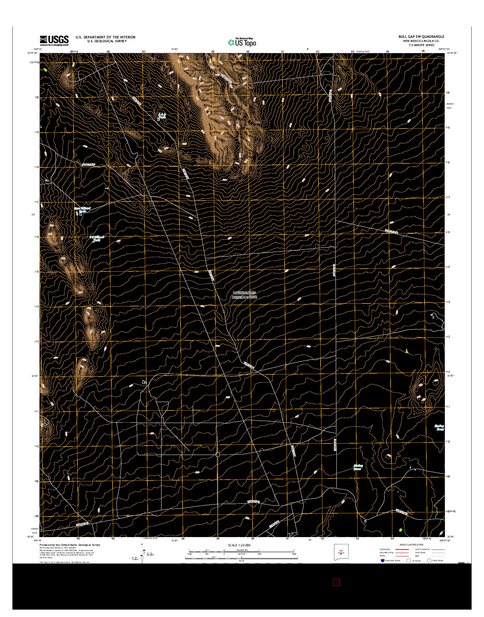 USGS US TOPO 7.5-MINUTE MAP FOR BULL GAP SW, NM 2017