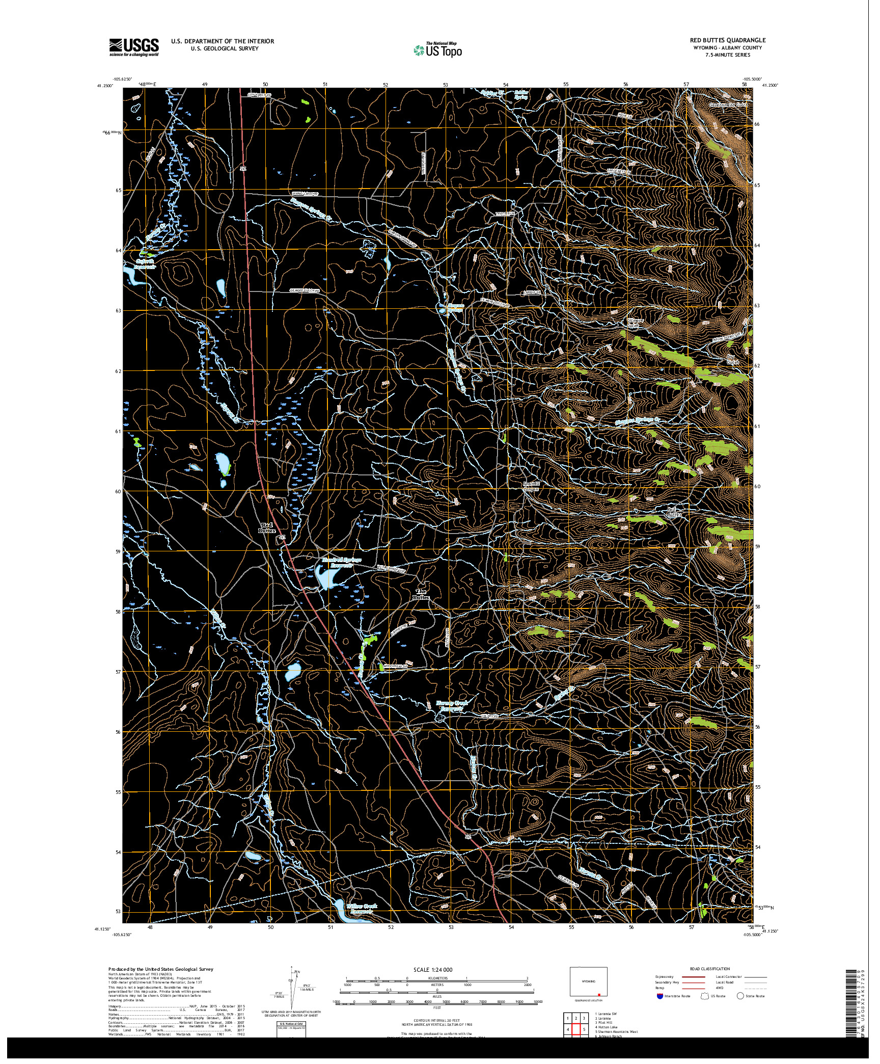 USGS US TOPO 7.5-MINUTE MAP FOR RED BUTTES, WY 2018