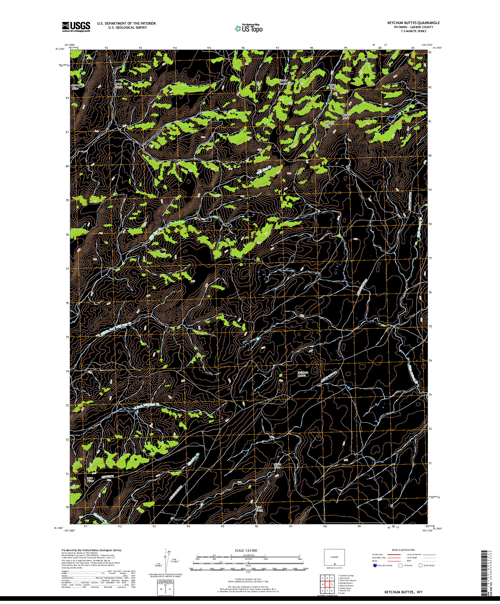 USGS US TOPO 7.5-MINUTE MAP FOR KETCHUM BUTTES, WY 2018