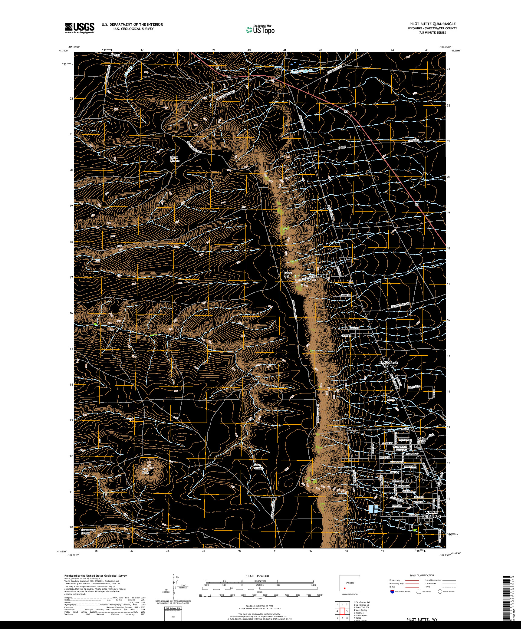 USGS US TOPO 7.5-MINUTE MAP FOR PILOT BUTTE, WY 2018