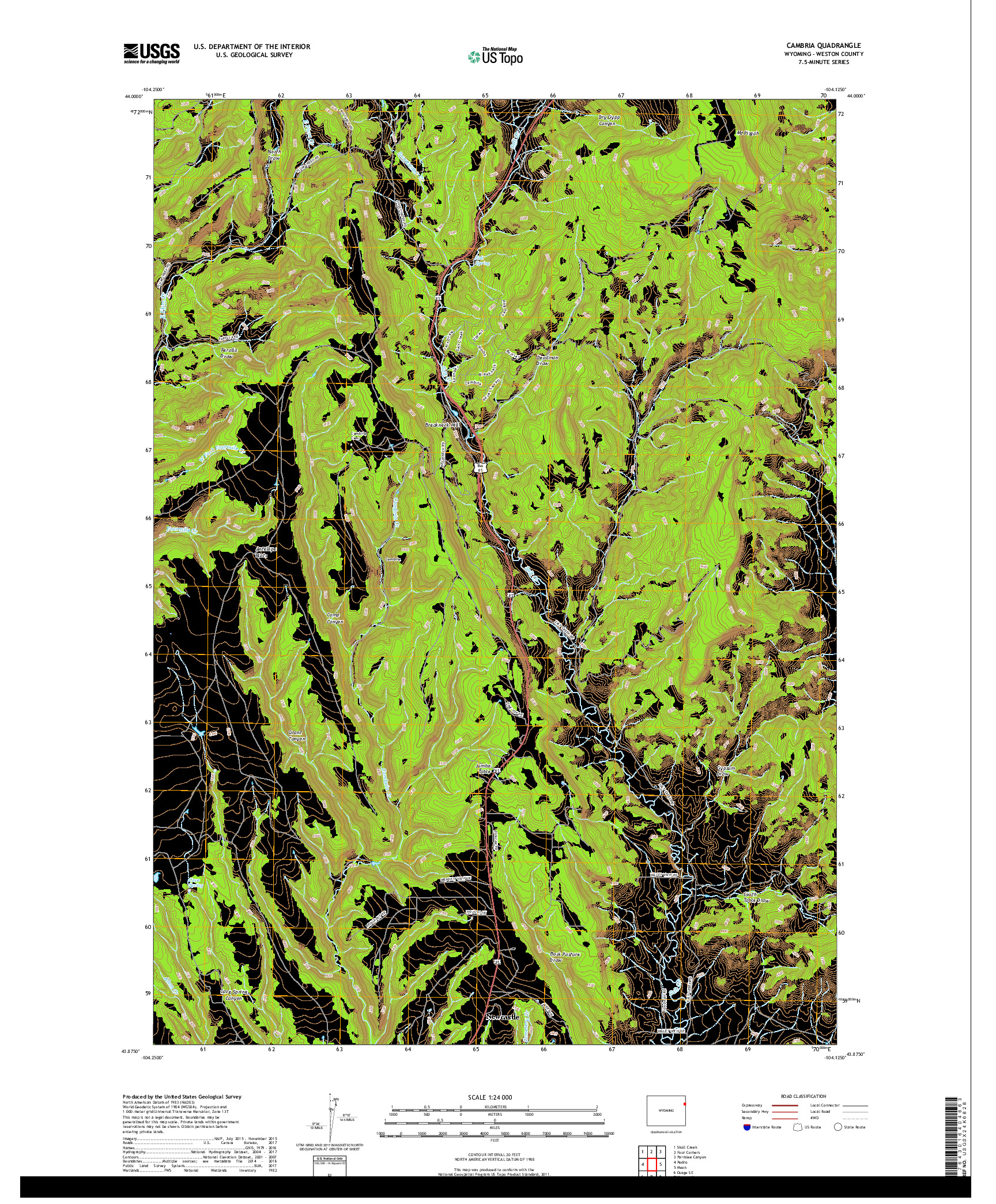 USGS US TOPO 7.5-MINUTE MAP FOR CAMBRIA, WY 2018