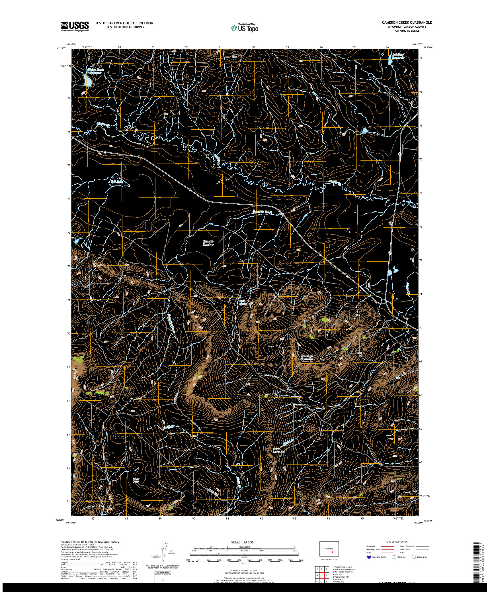 USGS US TOPO 7.5-MINUTE MAP FOR CAMERON CREEK, WY 2018