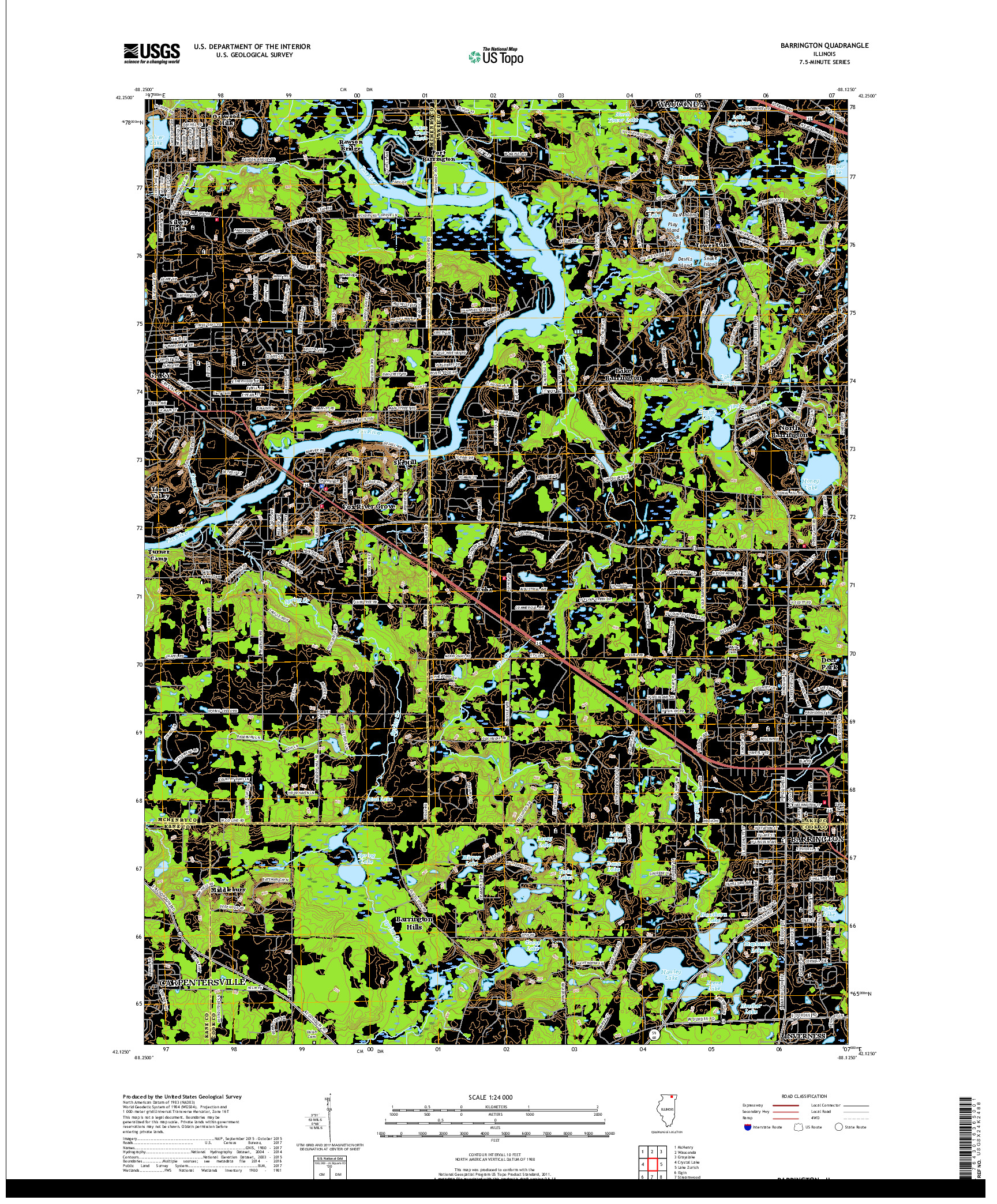 USGS US TOPO 7.5-MINUTE MAP FOR BARRINGTON, IL 2018