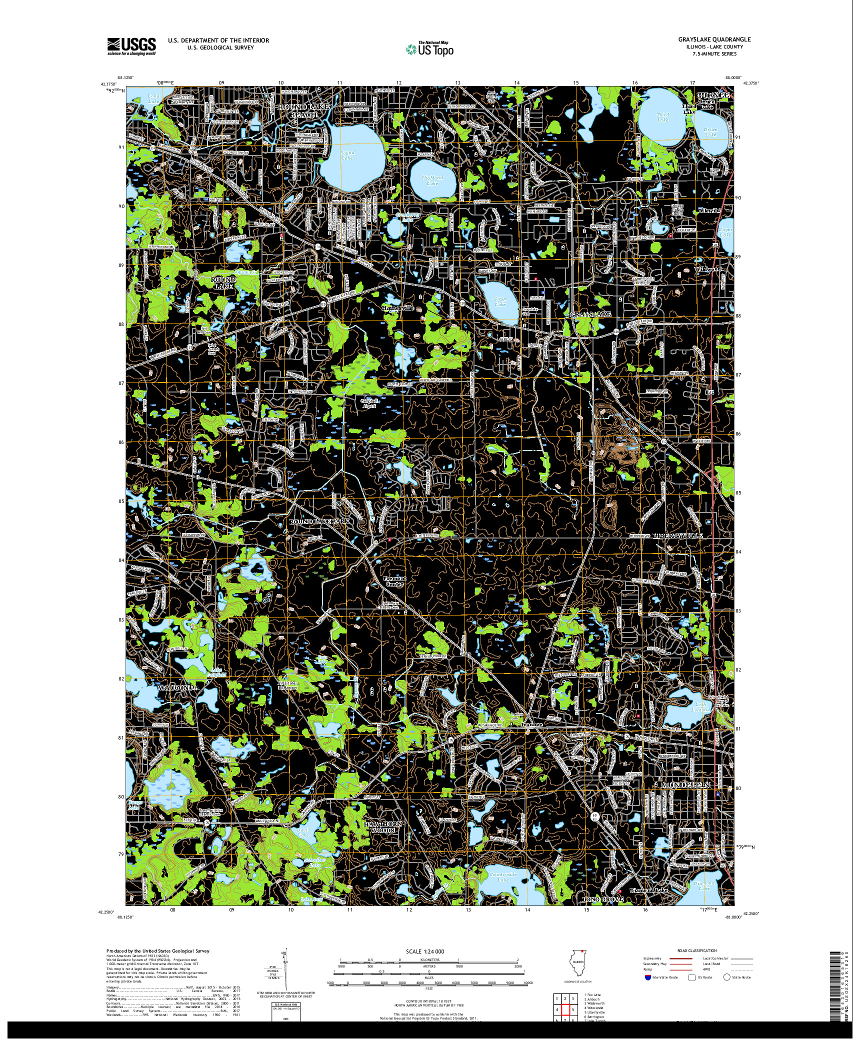 USGS US TOPO 7.5-MINUTE MAP FOR GRAYSLAKE, IL 2018