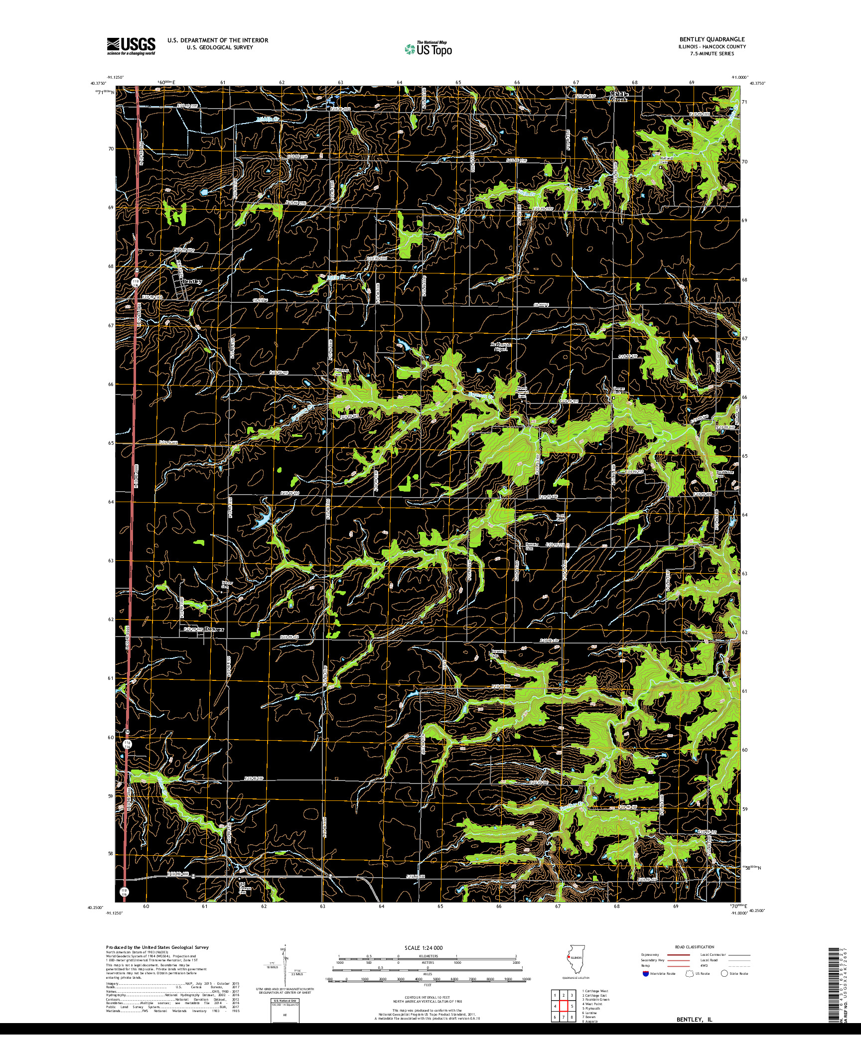 USGS US TOPO 7.5-MINUTE MAP FOR BENTLEY, IL 2018