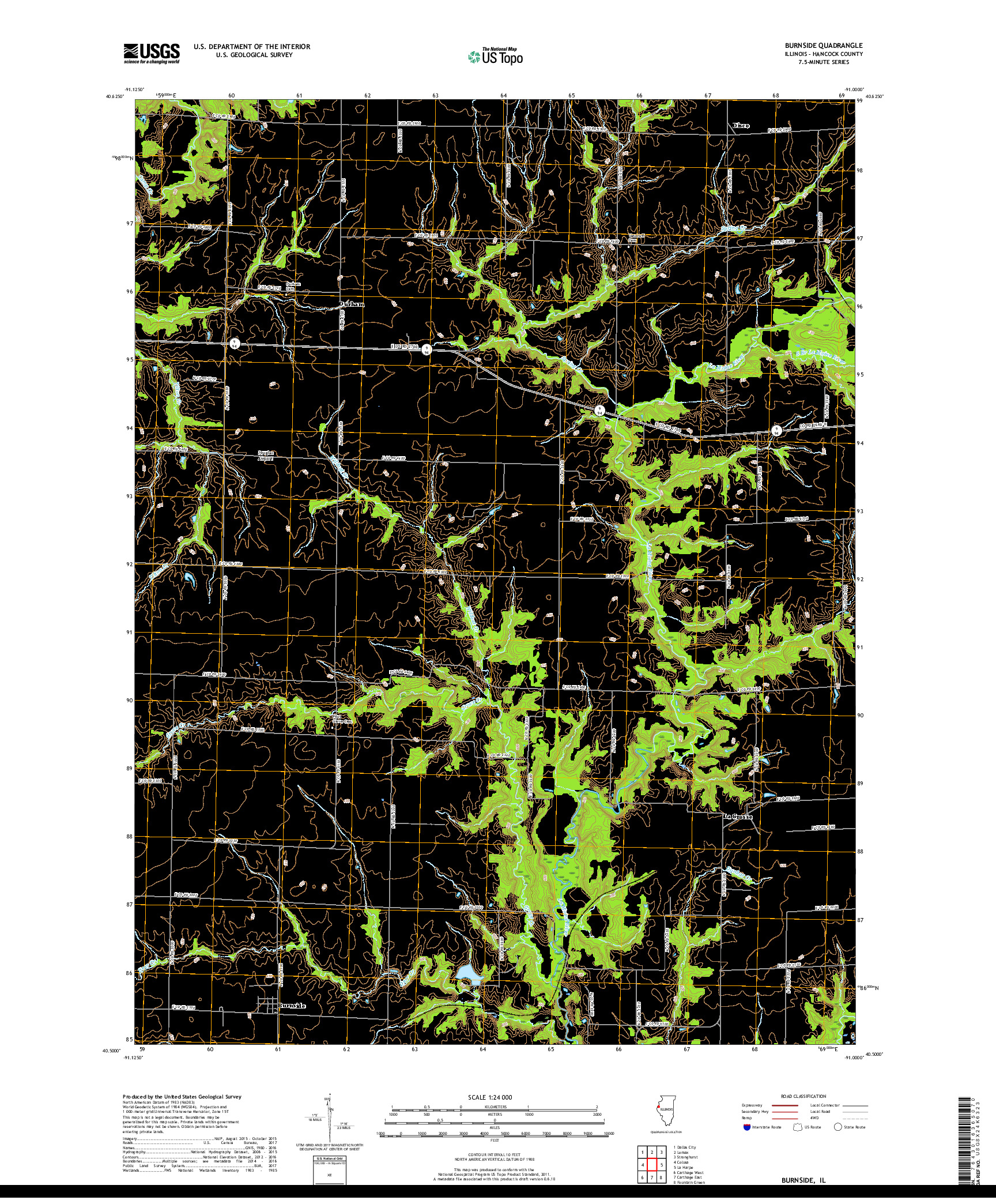USGS US TOPO 7.5-MINUTE MAP FOR BURNSIDE, IL 2018