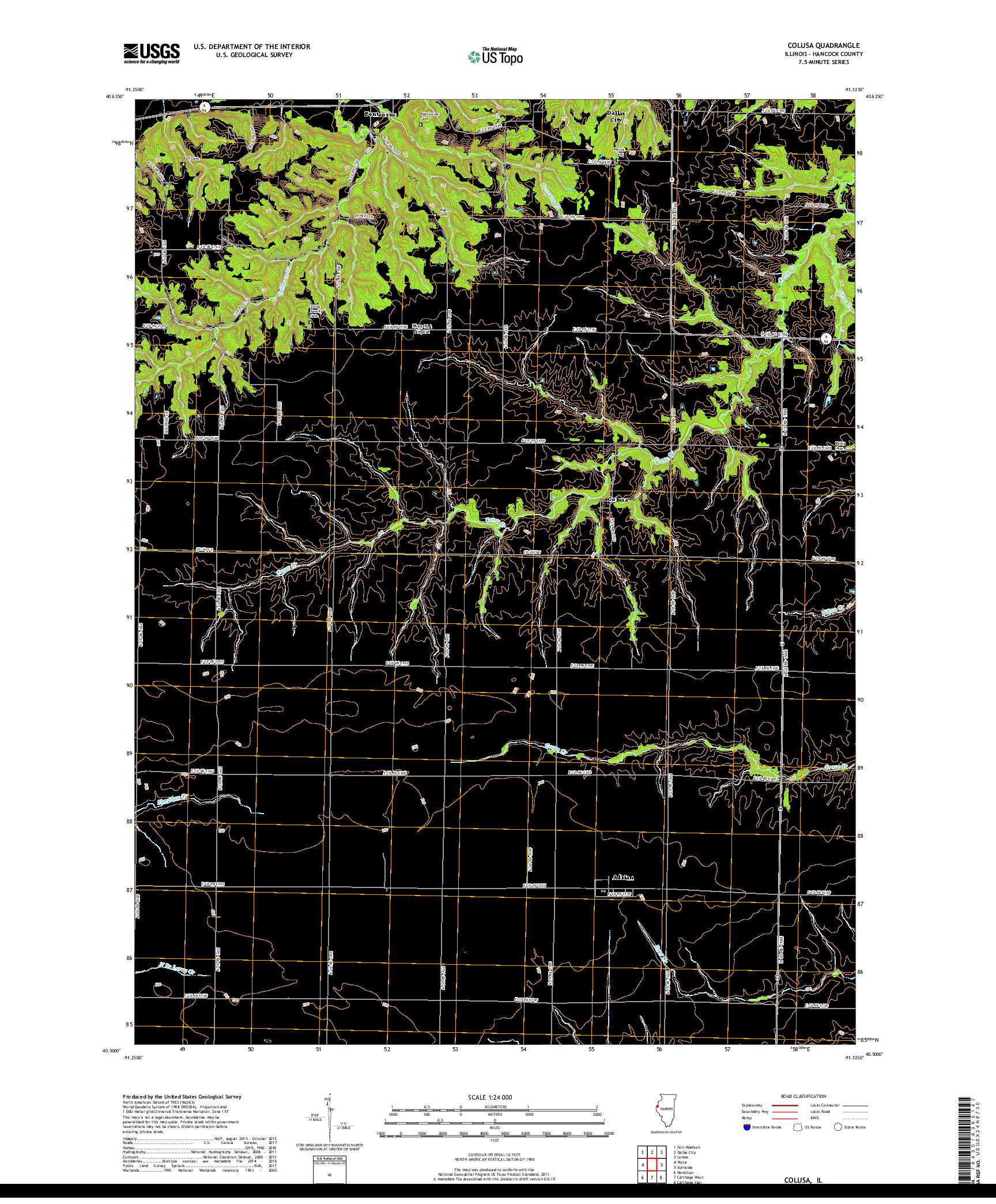 USGS US TOPO 7.5-MINUTE MAP FOR COLUSA, IL 2018