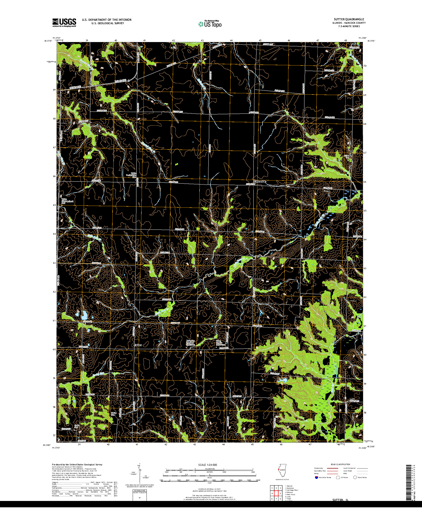 USGS US TOPO 7.5-MINUTE MAP FOR SUTTER, IL 2018