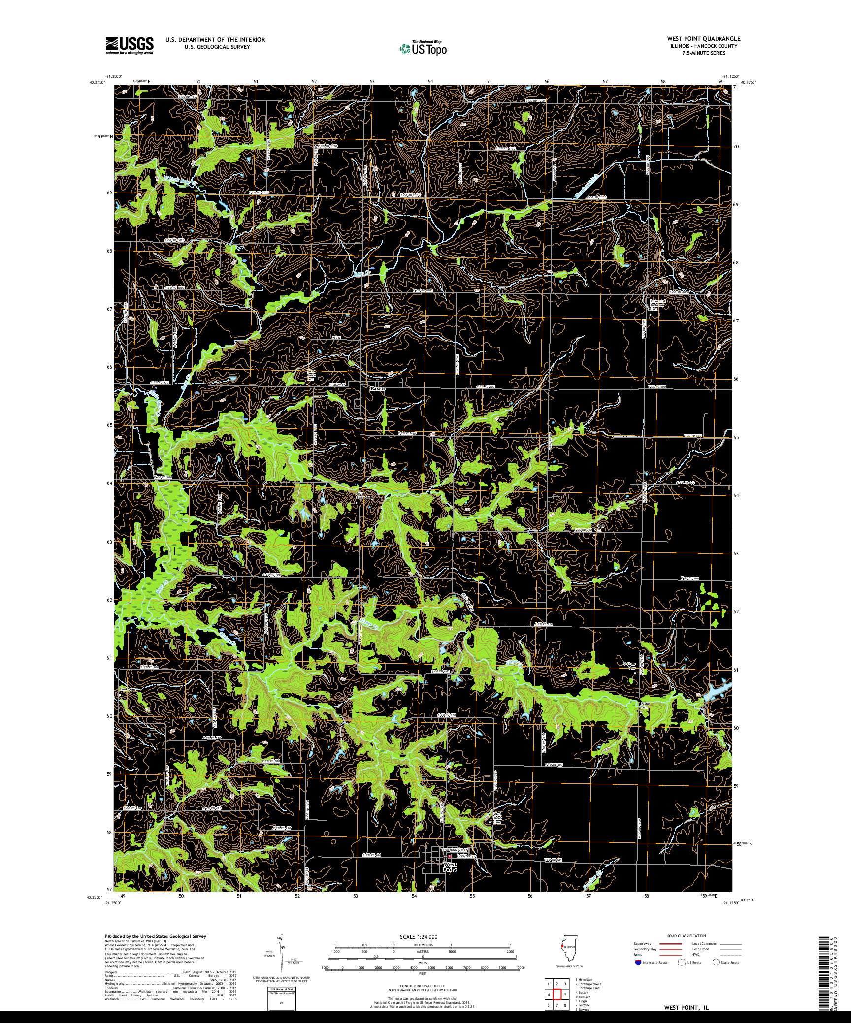 USGS US TOPO 7.5-MINUTE MAP FOR WEST POINT, IL 2018