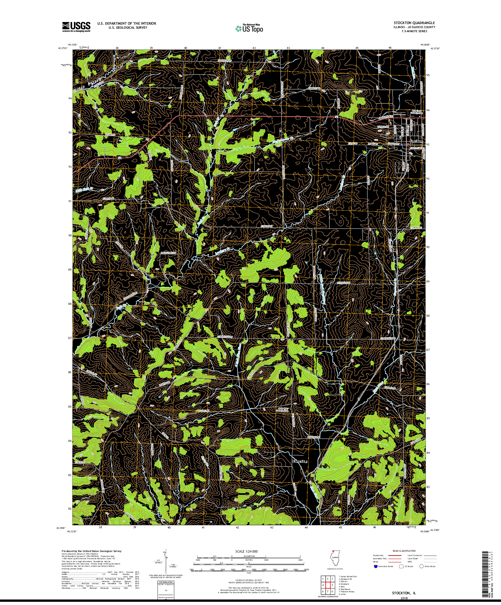 USGS US TOPO 7.5-MINUTE MAP FOR STOCKTON, IL 2018